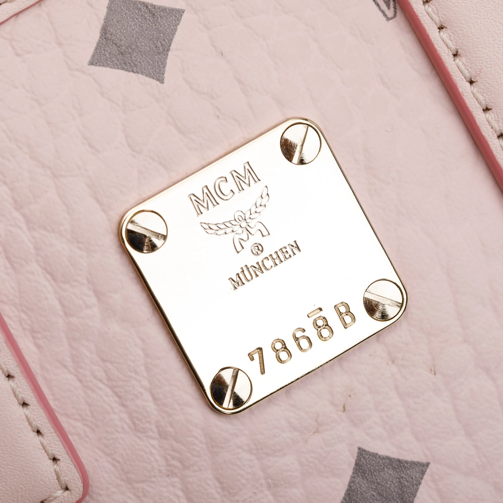 MCM Pink Visetos Canvas Nappa Leather Mini Aren Crossbody Bag - Image 7