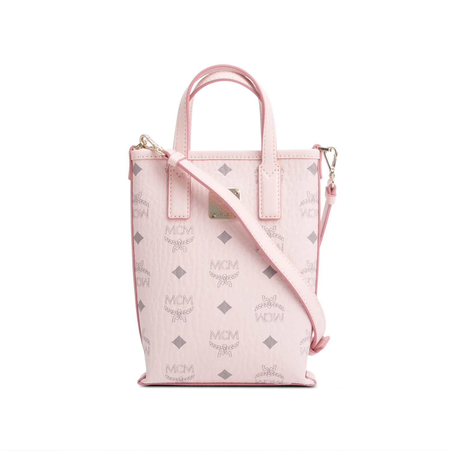 MCM Pink Visetos Canvas Nappa Leather Mini Aren Crossbody Bag w/ Strap