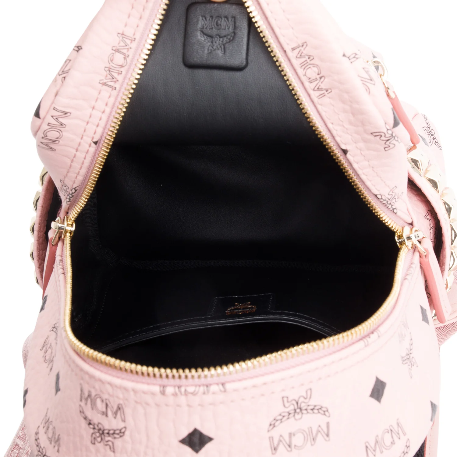 MCM Pink Visetos Side Studs Mini Stark Backpack - Image 7