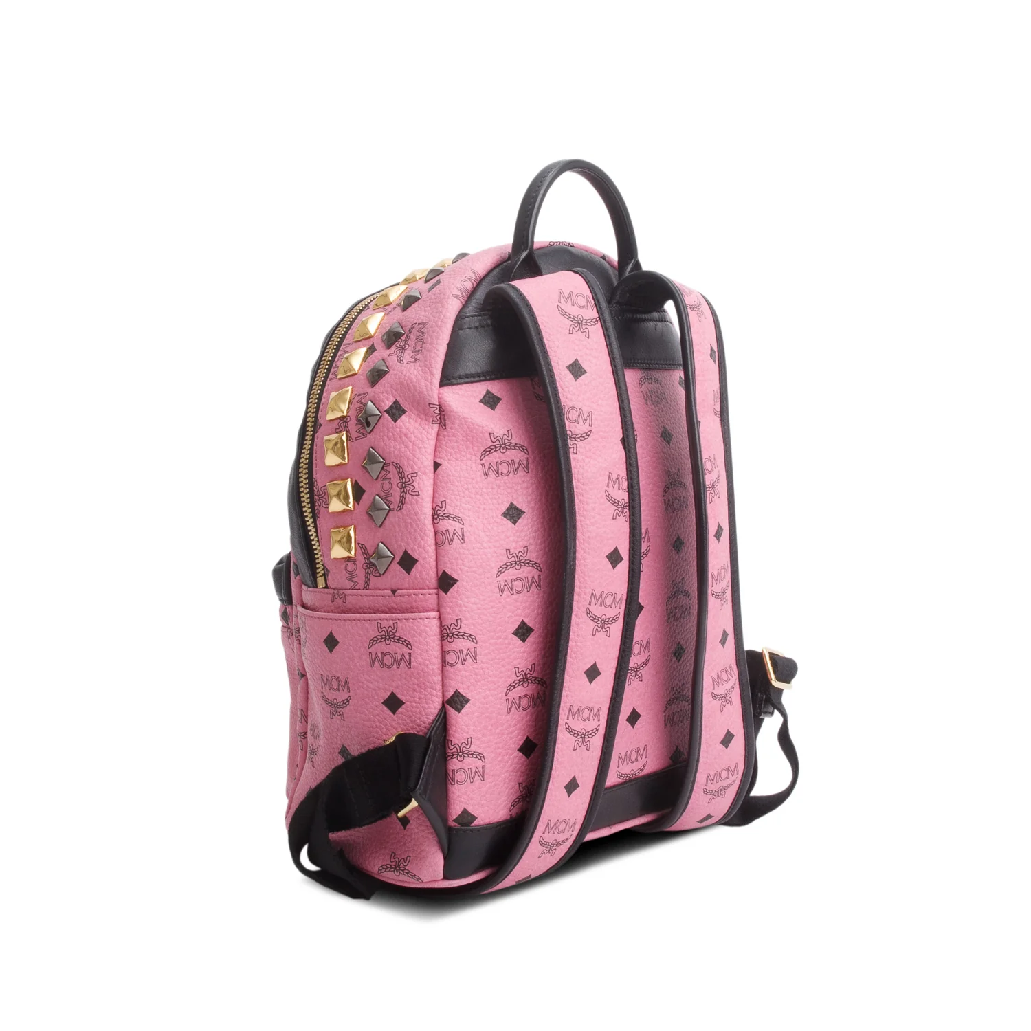 MCM Pink Visetos Small Stark Stud Backpack - Image 5