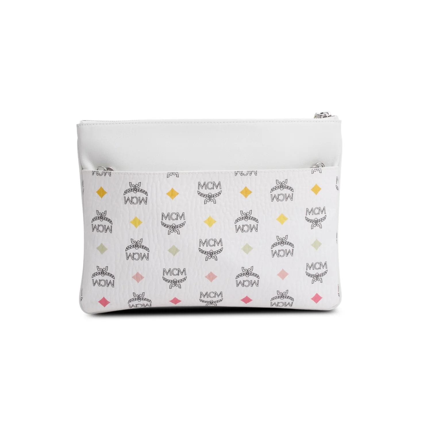 MCM White Rainbow Visetos Portuna Clutch Crossbody Bag w/ Strap - Image 5
