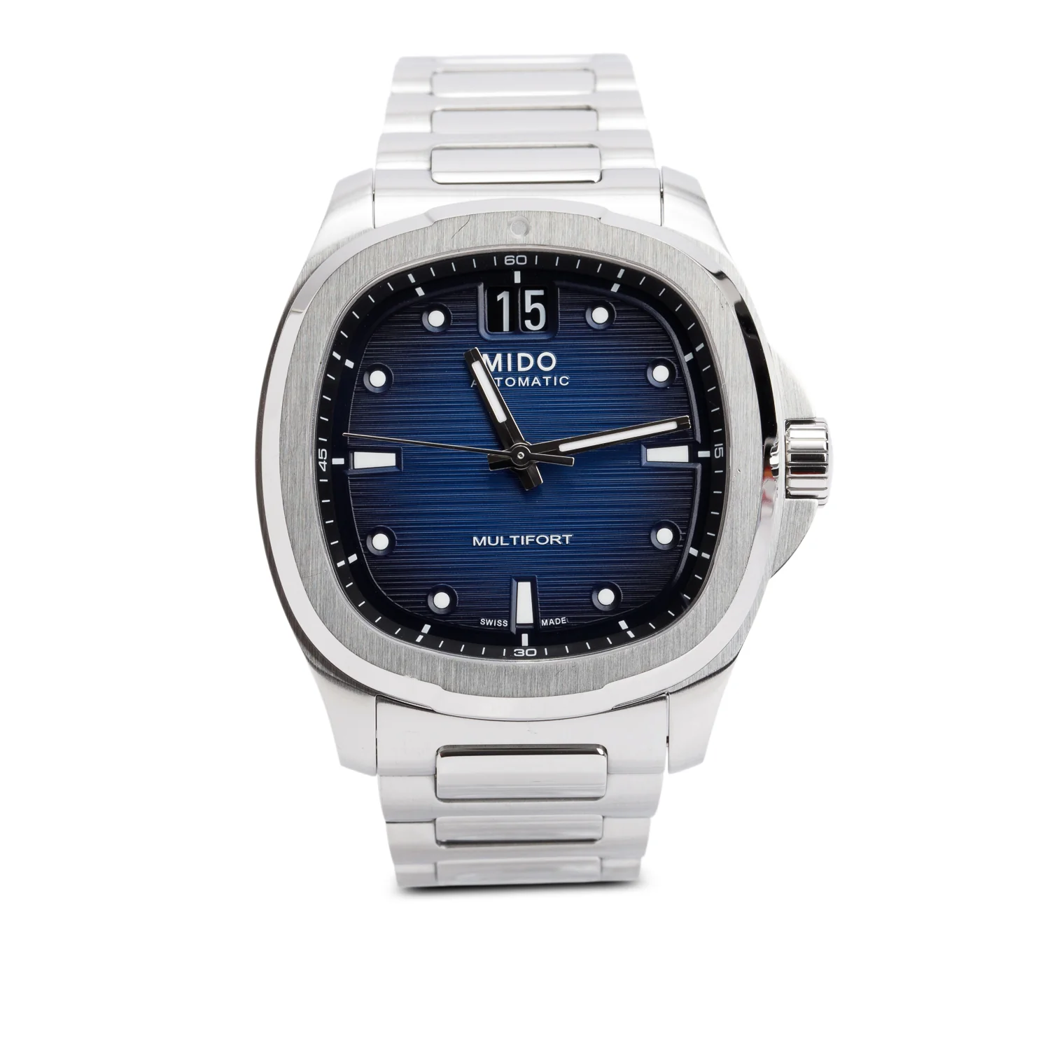 Mido Stainless Steel Multifort TV Big Date Automatic Watch Blue Dial w/ Box & Papers