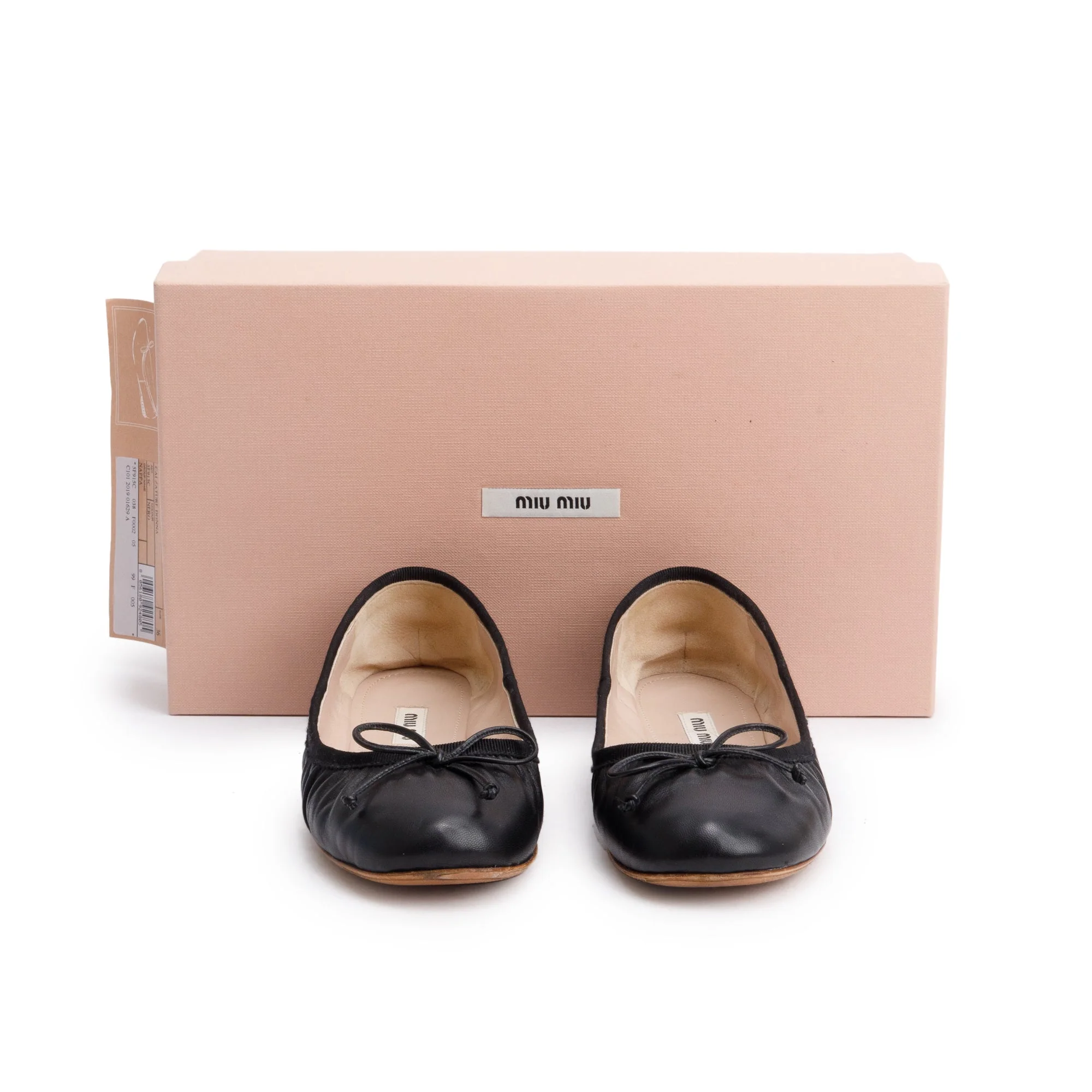 Miu Miu Black Nappa Leather Ballet Flats, Size 36 w/ Box - Image 2