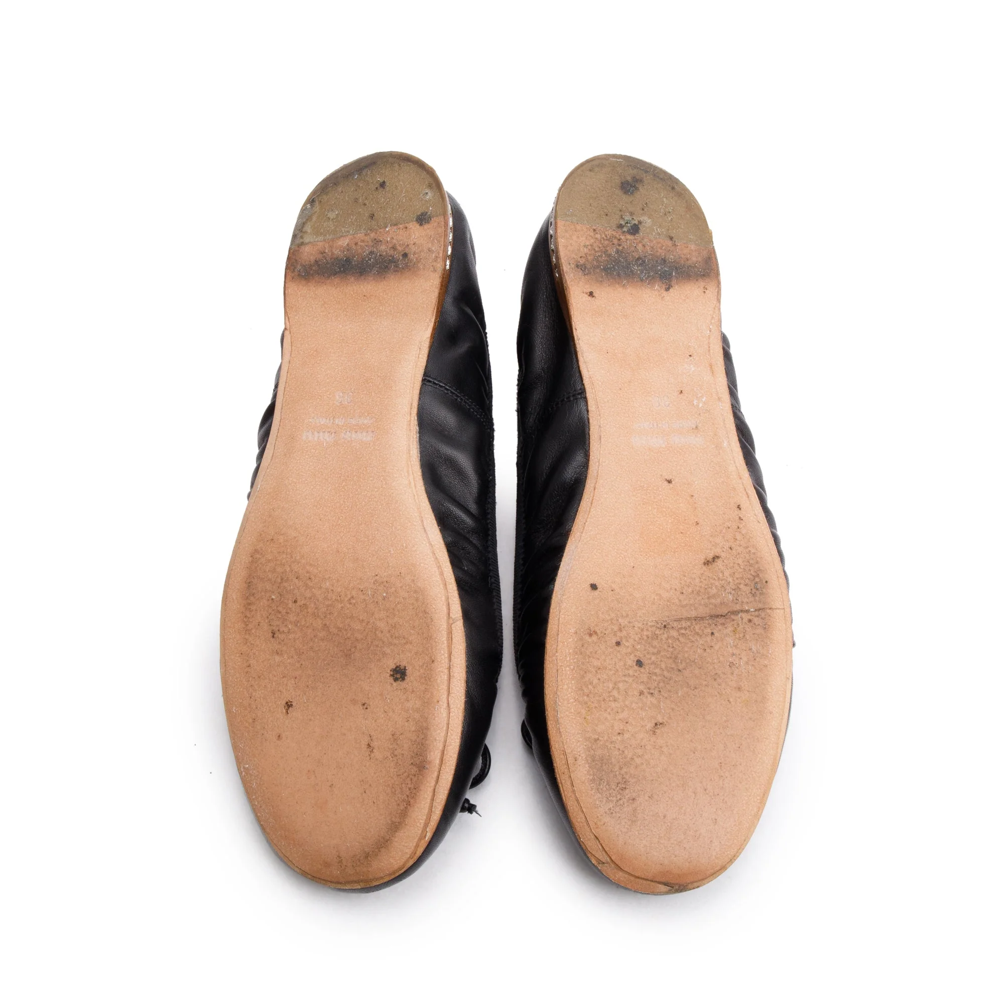 Miu Miu Black Nappa Leather Ballet Flats, Size 36 w/ Box - Image 7
