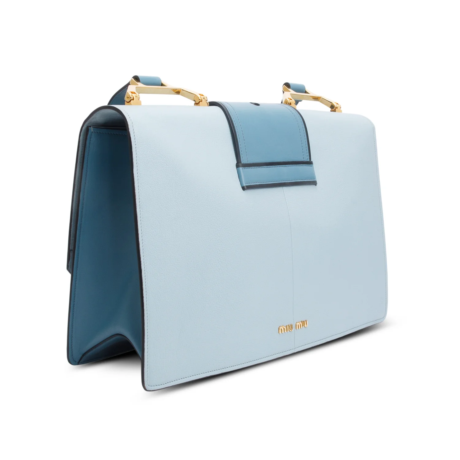 Miu Miu Blue Leather Lady Jewelled Madras XL Flap Bag - Image 6