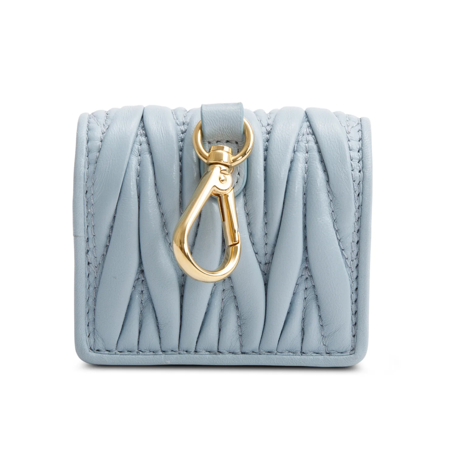 Miu Miu Blue Nappa Leather Airpod Case w/ Chain Strap & Box - Image 6