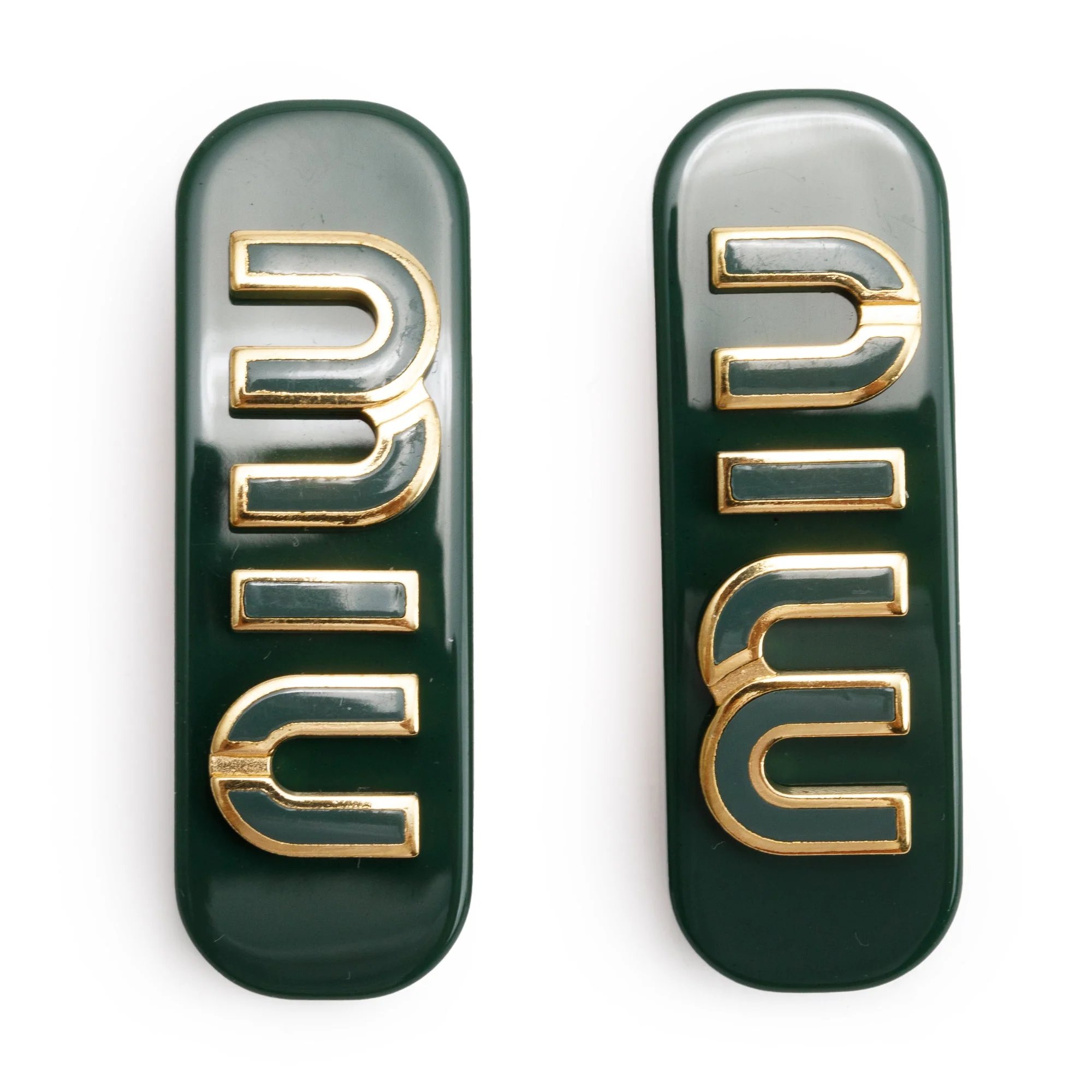 Miu Miu Green Resin Set of Two Logo Hair Clip - Image 2