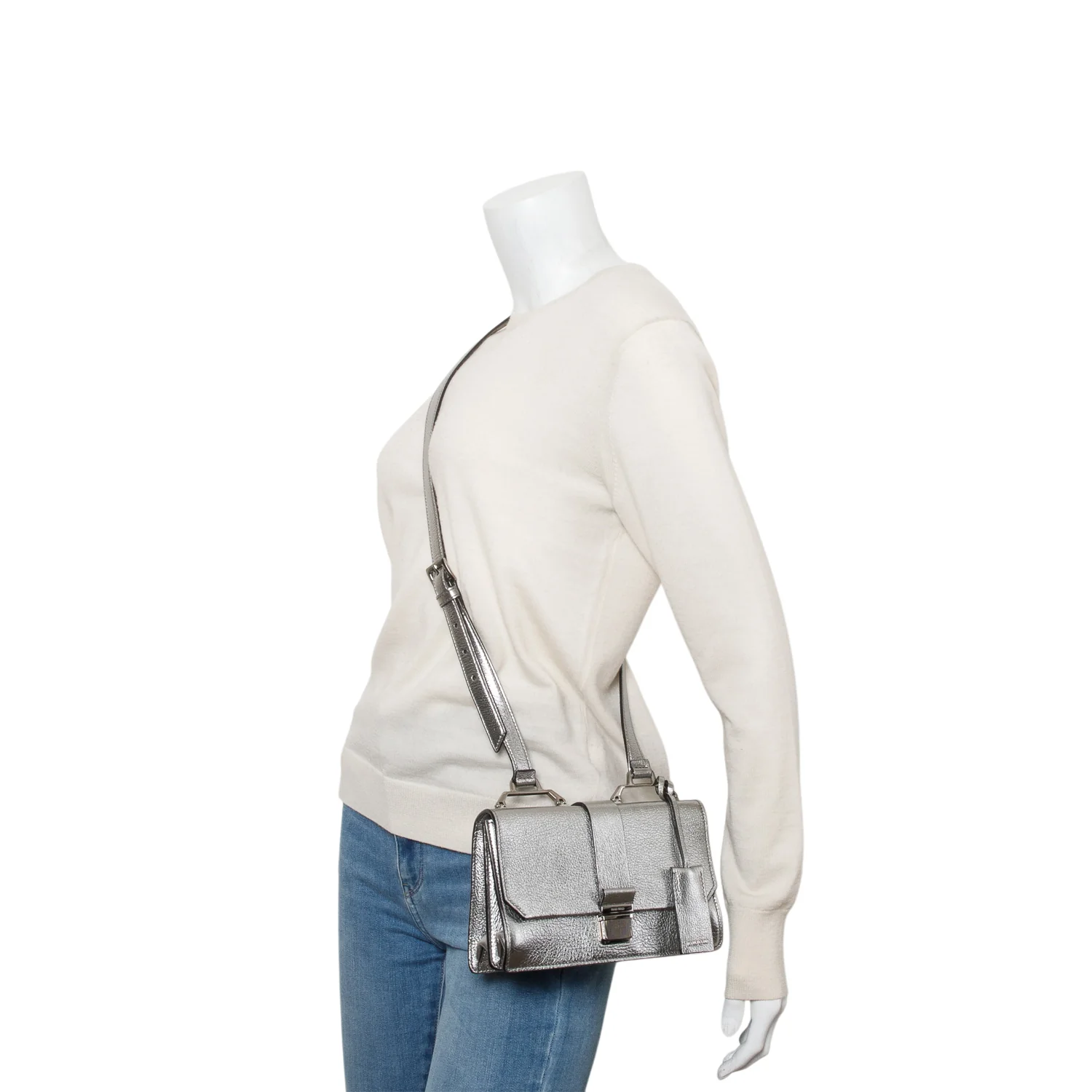 Miu Miu Metallic Goatskin Leather Bandoliera Shoulder Bag w/ Authenticity Card - Image 2