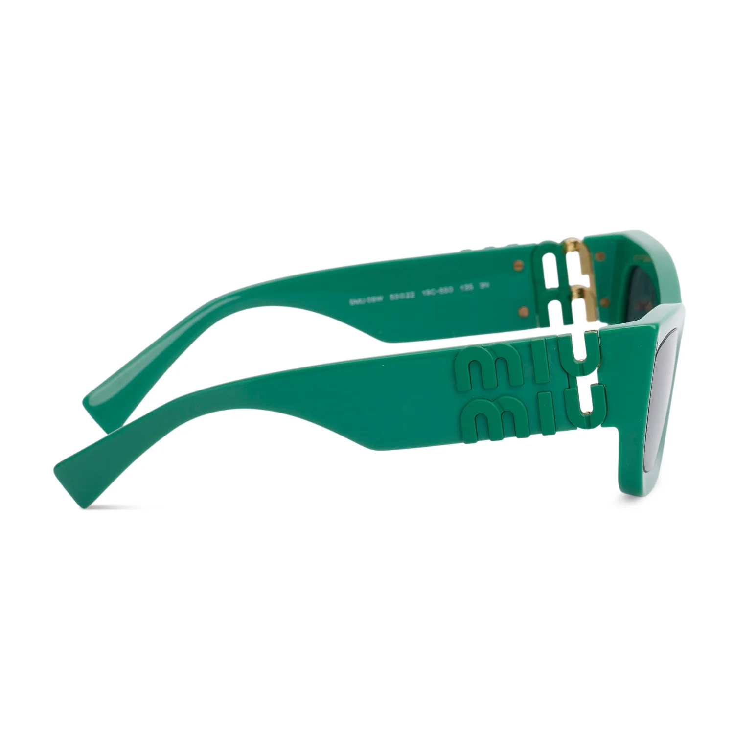 Miu Miu SMO 09W Green Acetate Logo Rectangle Sunglasses w/ Box - Image 3