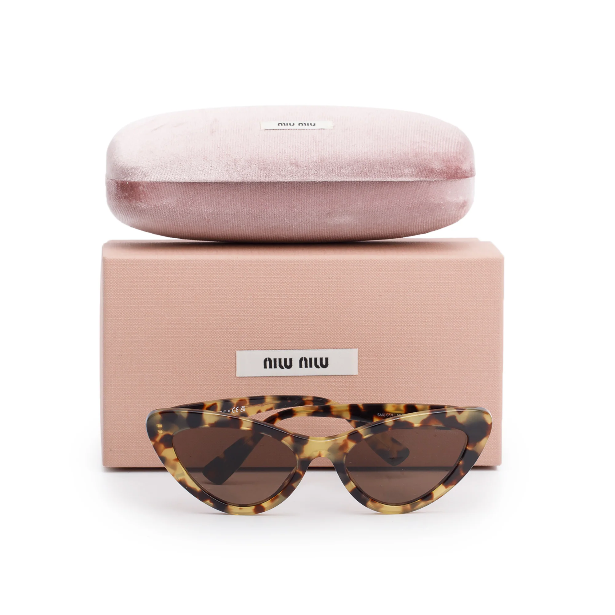 Miu Miu SMU 01V Brown Tortoise Acetate Cat-Eye Sunglasses w/ Box & Case - Image 2