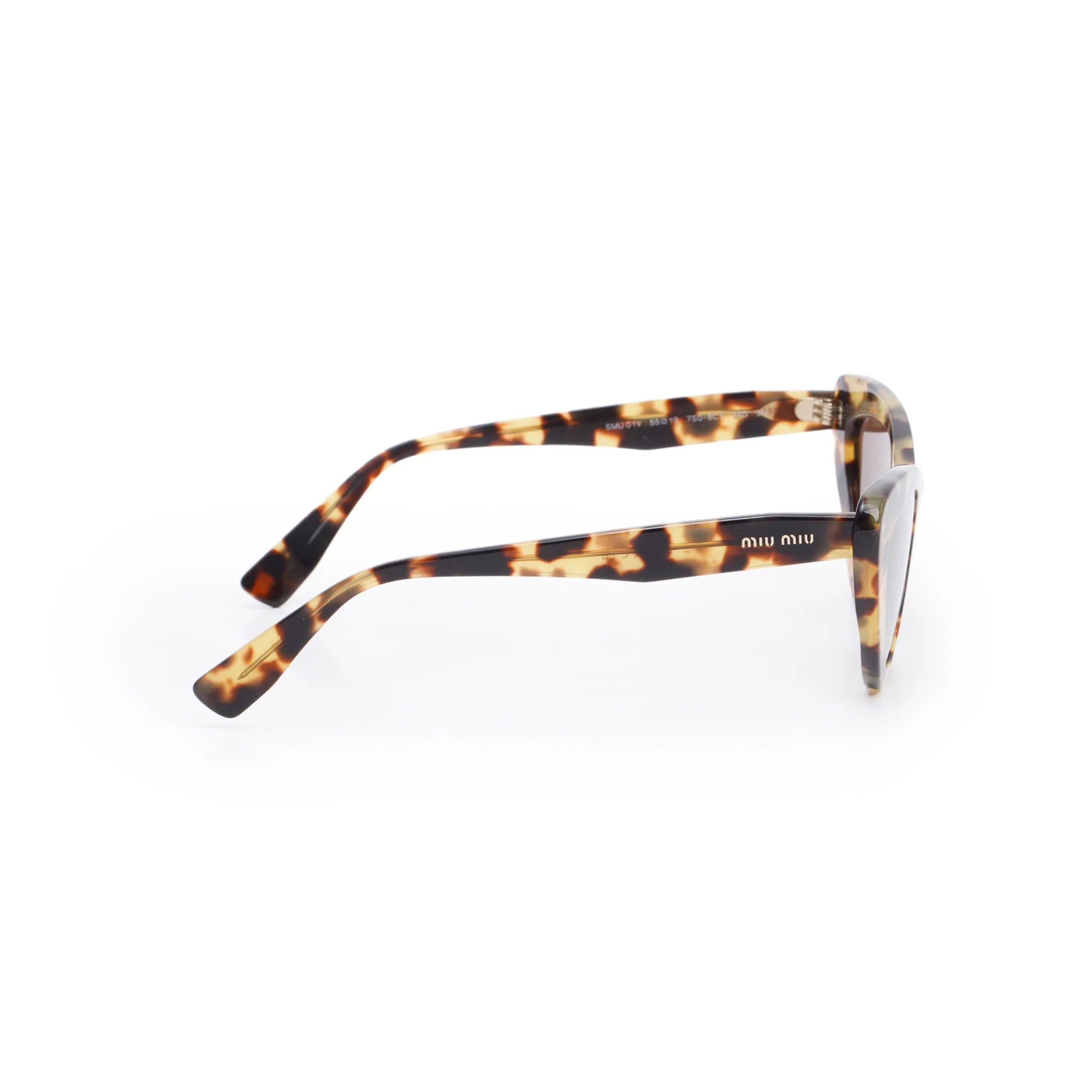 Miu Miu SMU 01V Brown Tortoise Acetate Cat-Eye Sunglasses w/ Box & Case - Image 3
