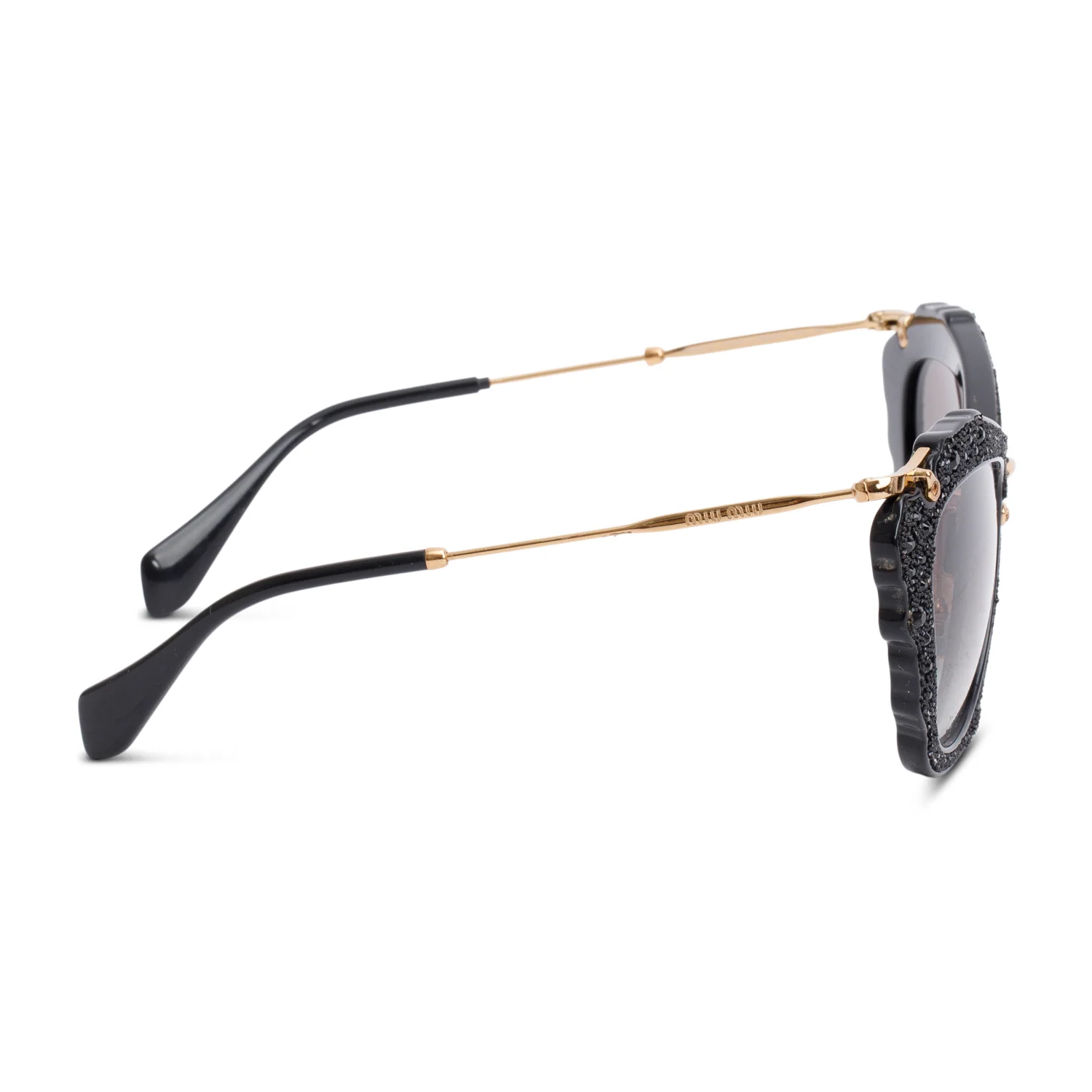 Miu Miu SMU04Q Black Crystal Embellished Cat Eye Sunglasses w/ Box & Case - Image 3