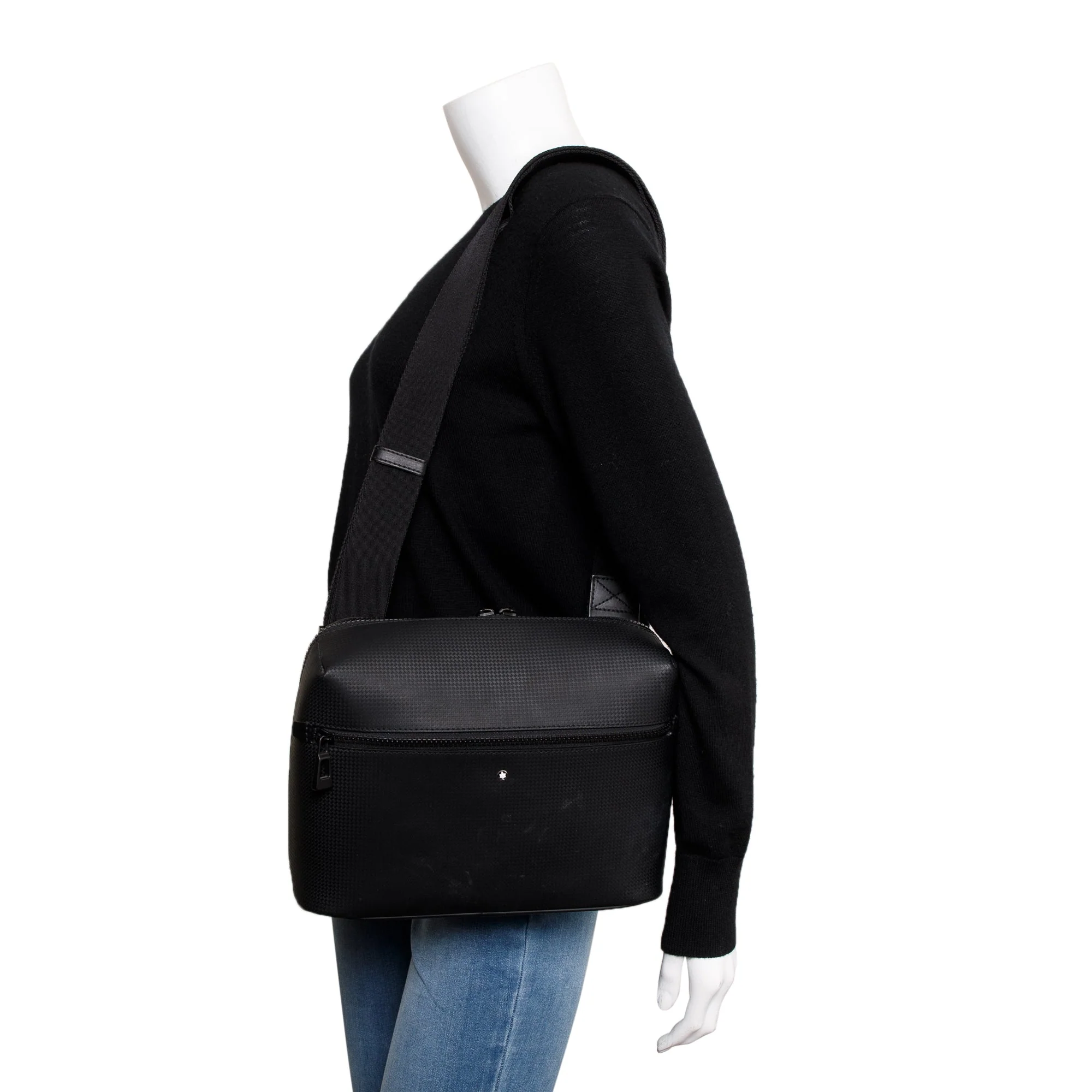 Montblanc Black Textured Leather Extreme 2.0 Zip Messenger Bag - Image 2