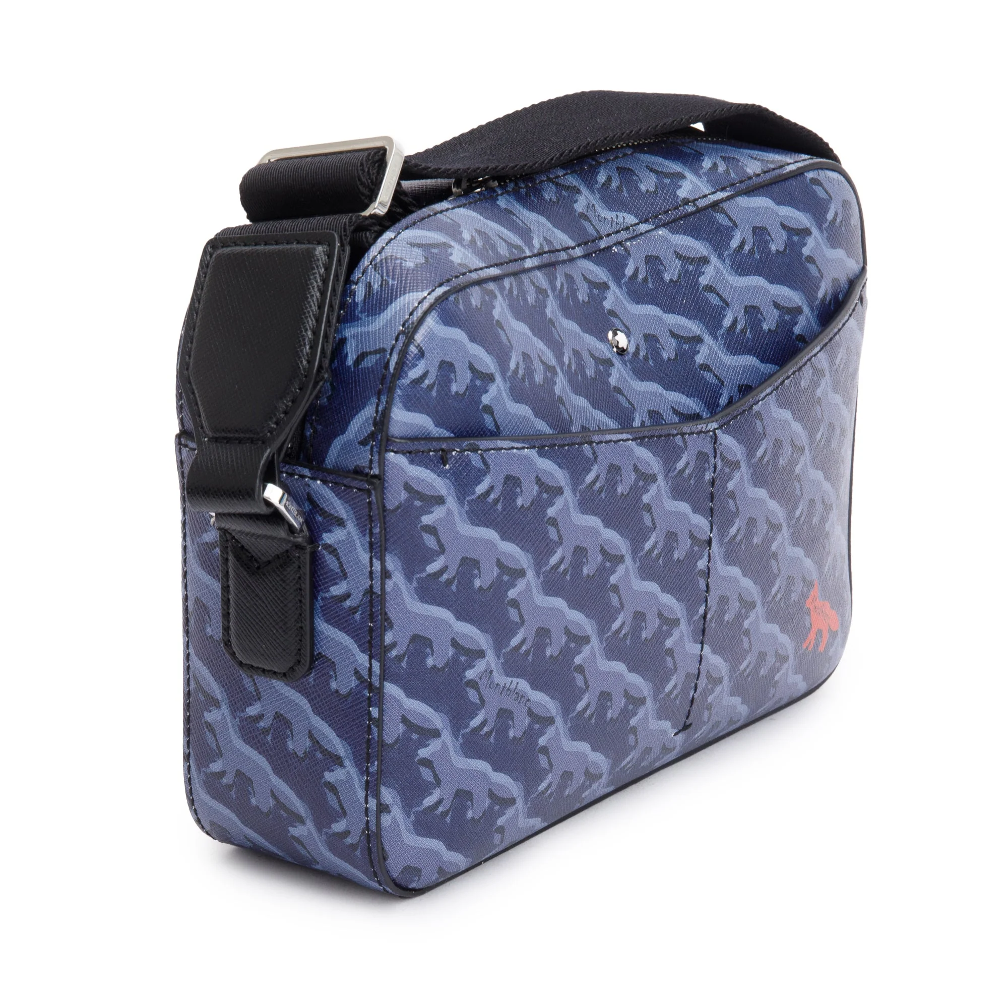 Montblanc Blue Saffiano Printed Signature Leather Maison Kitsune Messenger Bag - Image 4