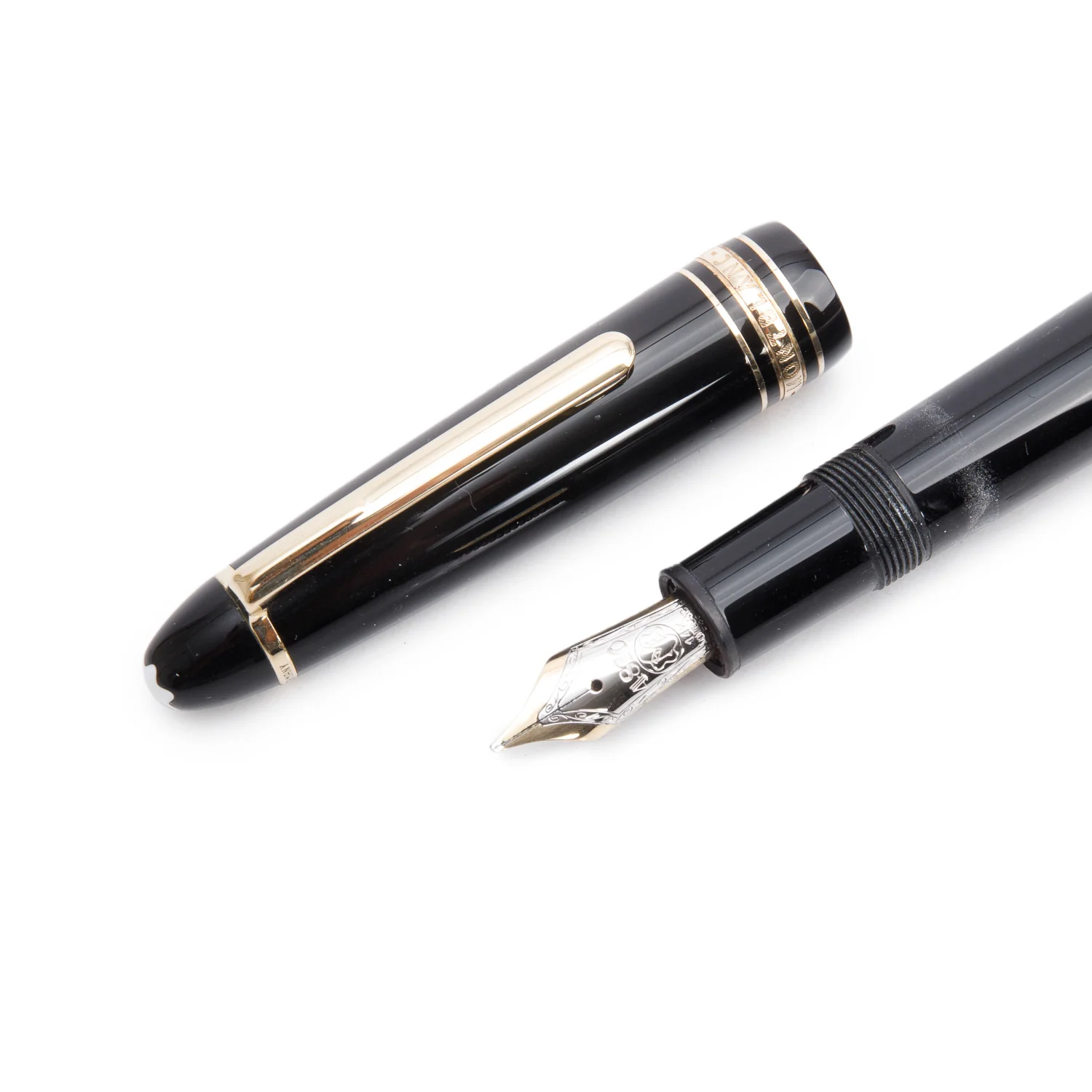 Montblanc Gold Coated Meisterstuck Le Grand Fountain Pen w/ Leather Carry Pouch & Ink Refills - Image 3