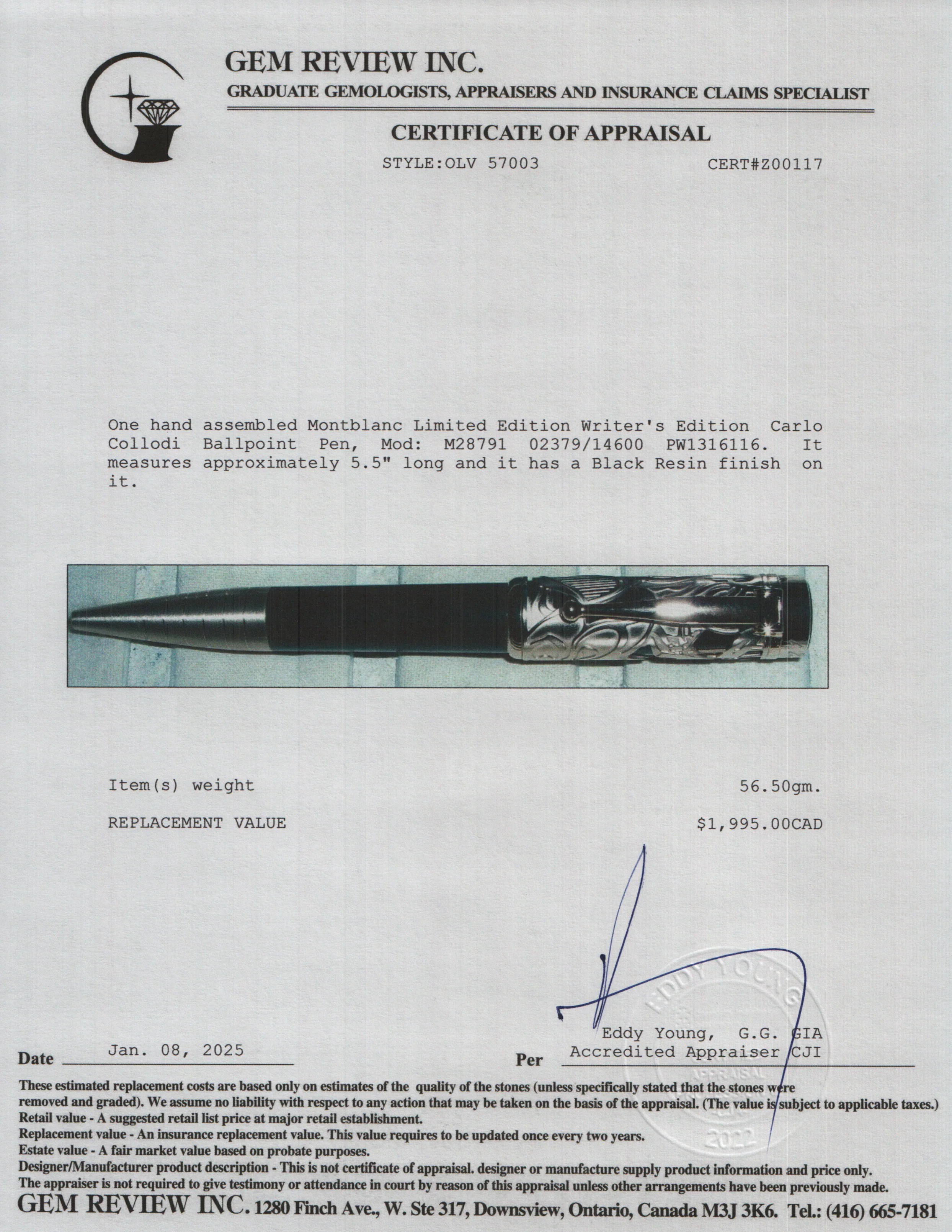 Montblanc Limited Edition Writer's Edition Carlo Collodi Ballpoint Pen w/ Box & Papers - Image 6