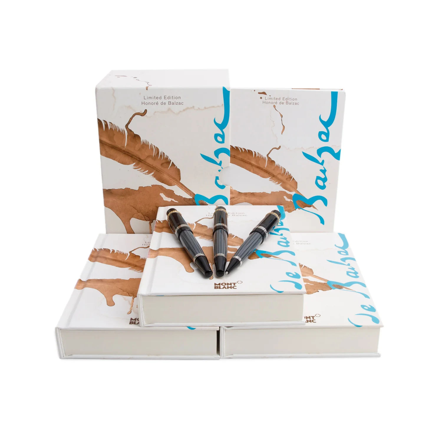 Montblanc Limited Edition Writer's Edition Honore de Balzac 3 Piece Set Fountain Pen, Ballpoint Pen, Mechanical Pencil w/ Box & Papers - Image 2