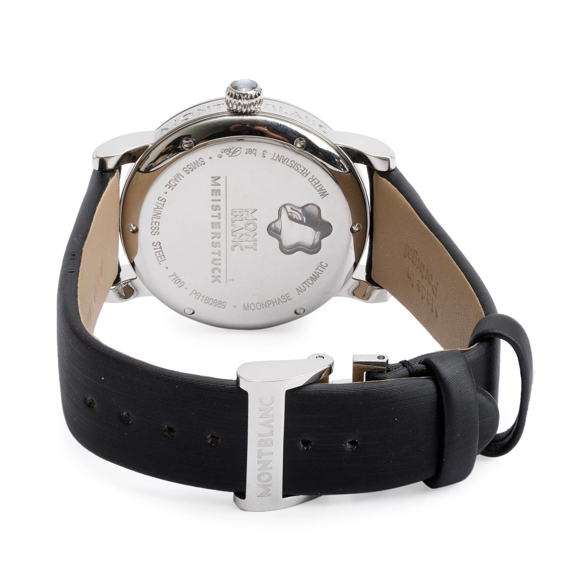 Montblanc Stainless Steel Star Diamond Bezel Mother of Pearl Diamond Dial 36 MM Automatic Moonphase Watch 7109 - Image 3
