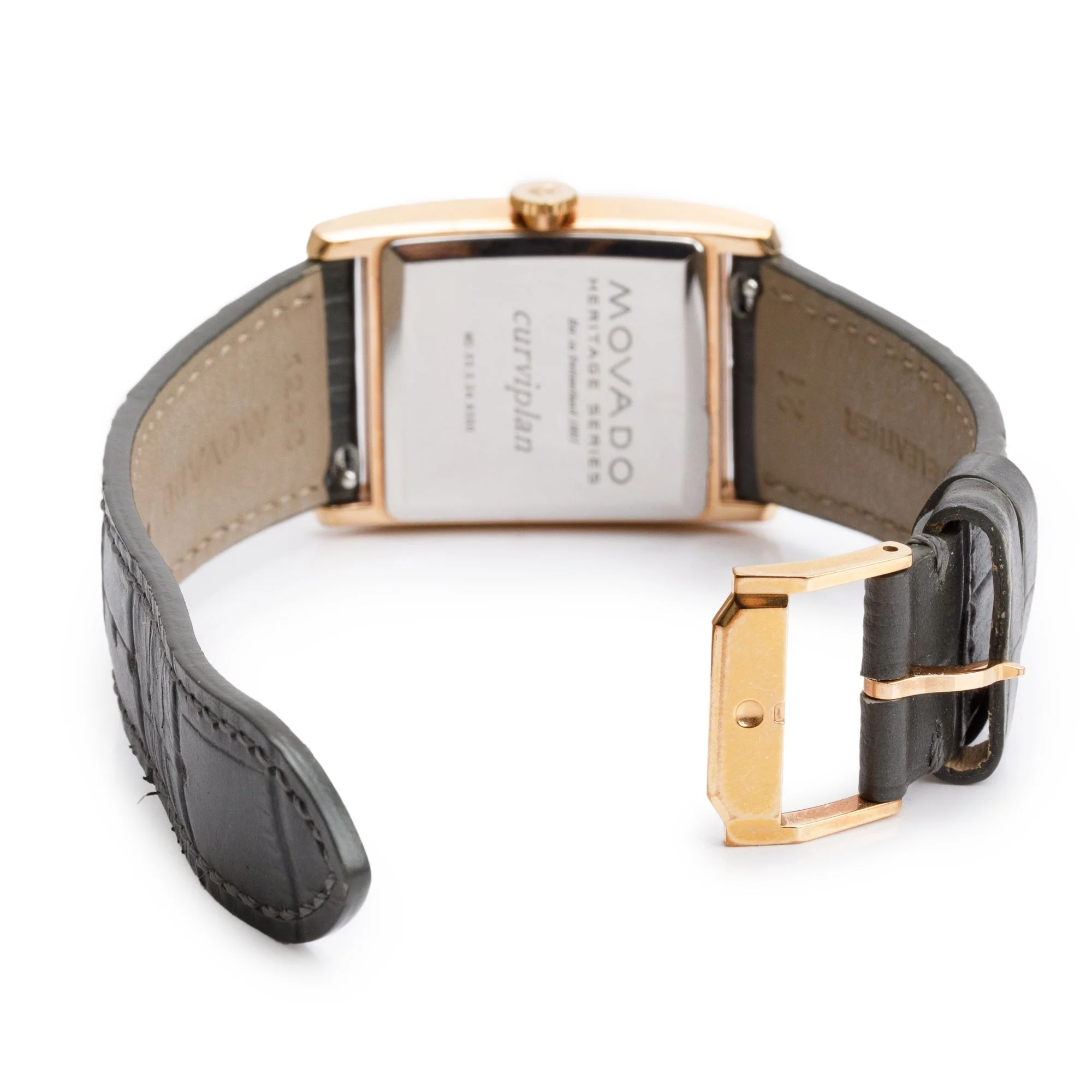 Movado Rose Gold Plated Stainless Steel Heritage Curviplan Quartz Watch - Image 4