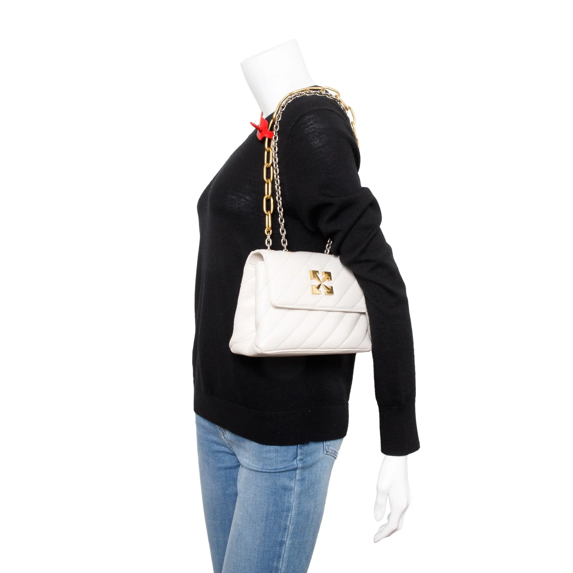 Off-White White Quilted Leather Small Jackhammer 19 Shoulder Bag w/ Box - Image 2