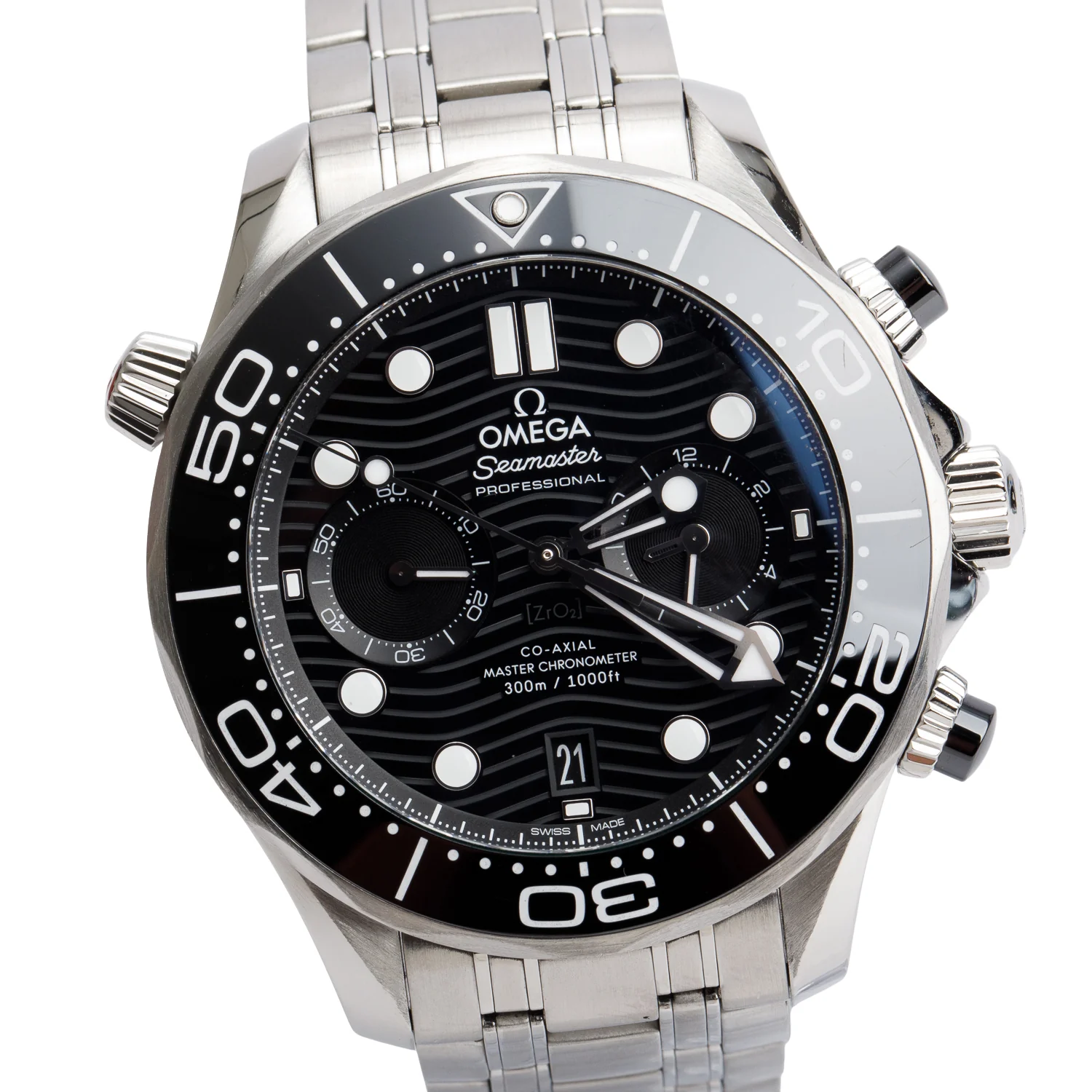 Omega 2021 Stainless Steel Seamaster Diver 300M 44 MM Automatic Chronograph Watch Black Dial w/ Box & Papers - Image 3