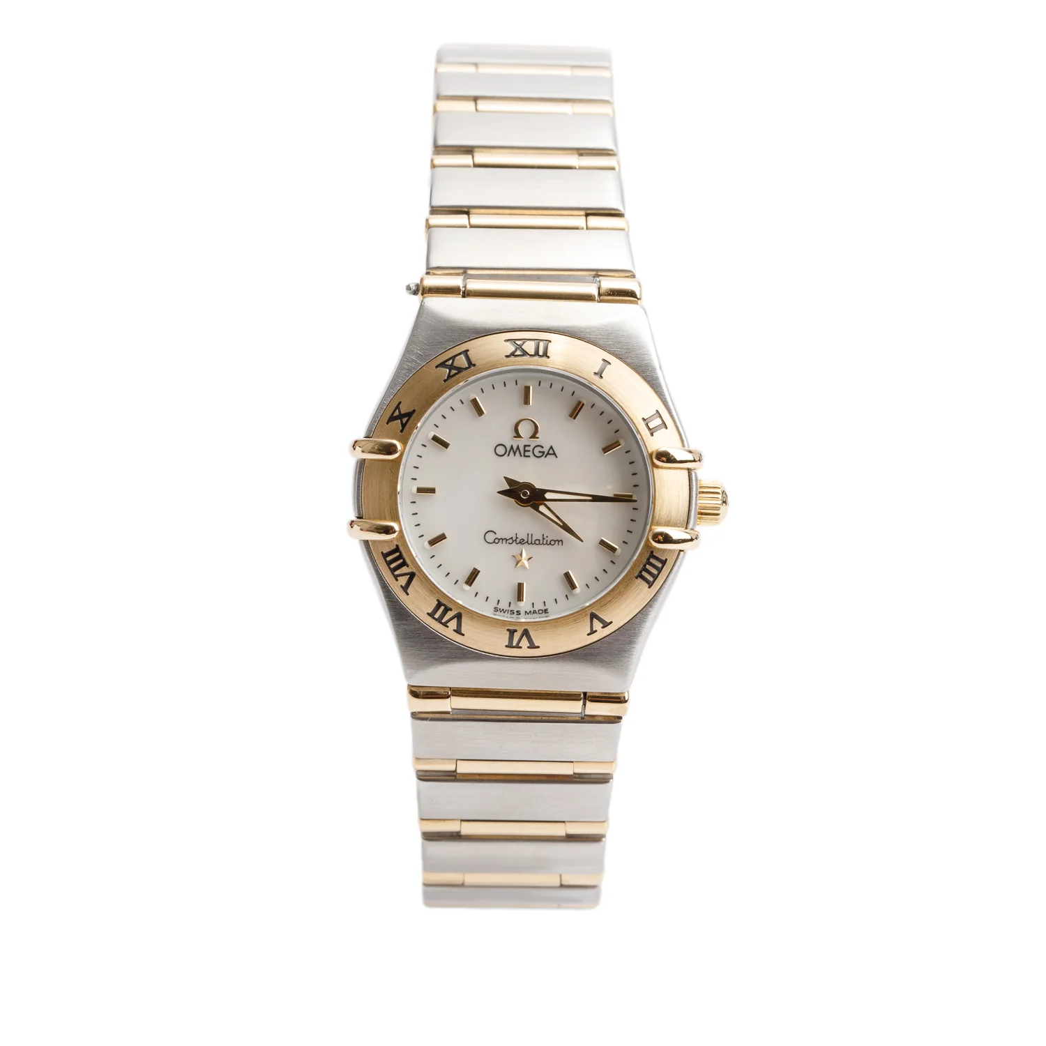 Omega Stainless Steel & 18k Yellow Gold Constellation 22.5 MM Quartz Watch Mother of Pearl Dial w/ Papers