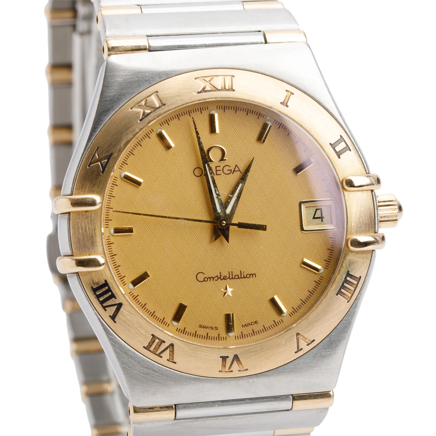 Omega Stainless Steel & 18k Yellow Gold Constellation 33 MM Quartz Watch Gold Dial - Image 2