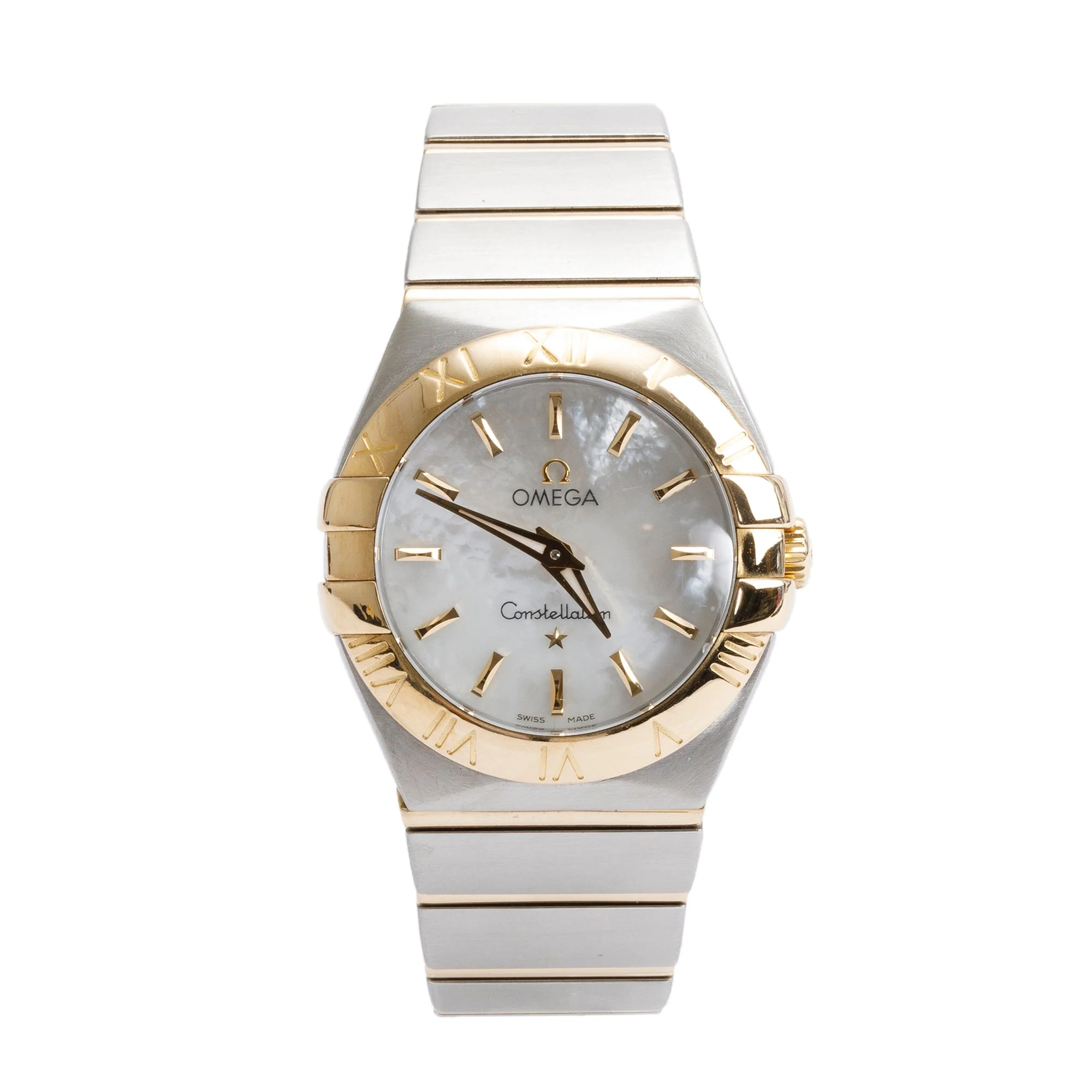 Omega Stainless Steel & 18k Yellow Gold Mother of Pearl Dial Constellation 28 MM Watch