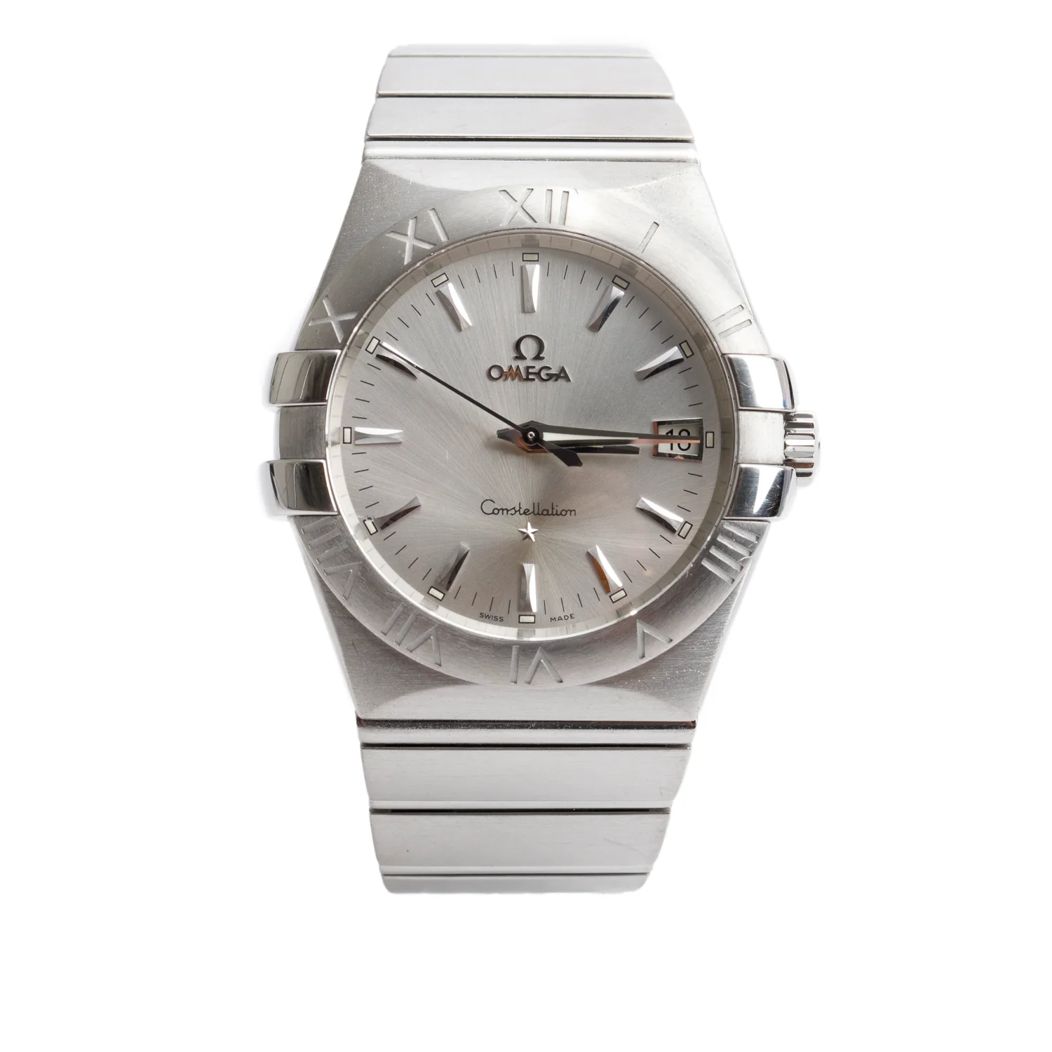Omega Stainless Steel Constellation 35 MM Quartz Watch Silver Dial