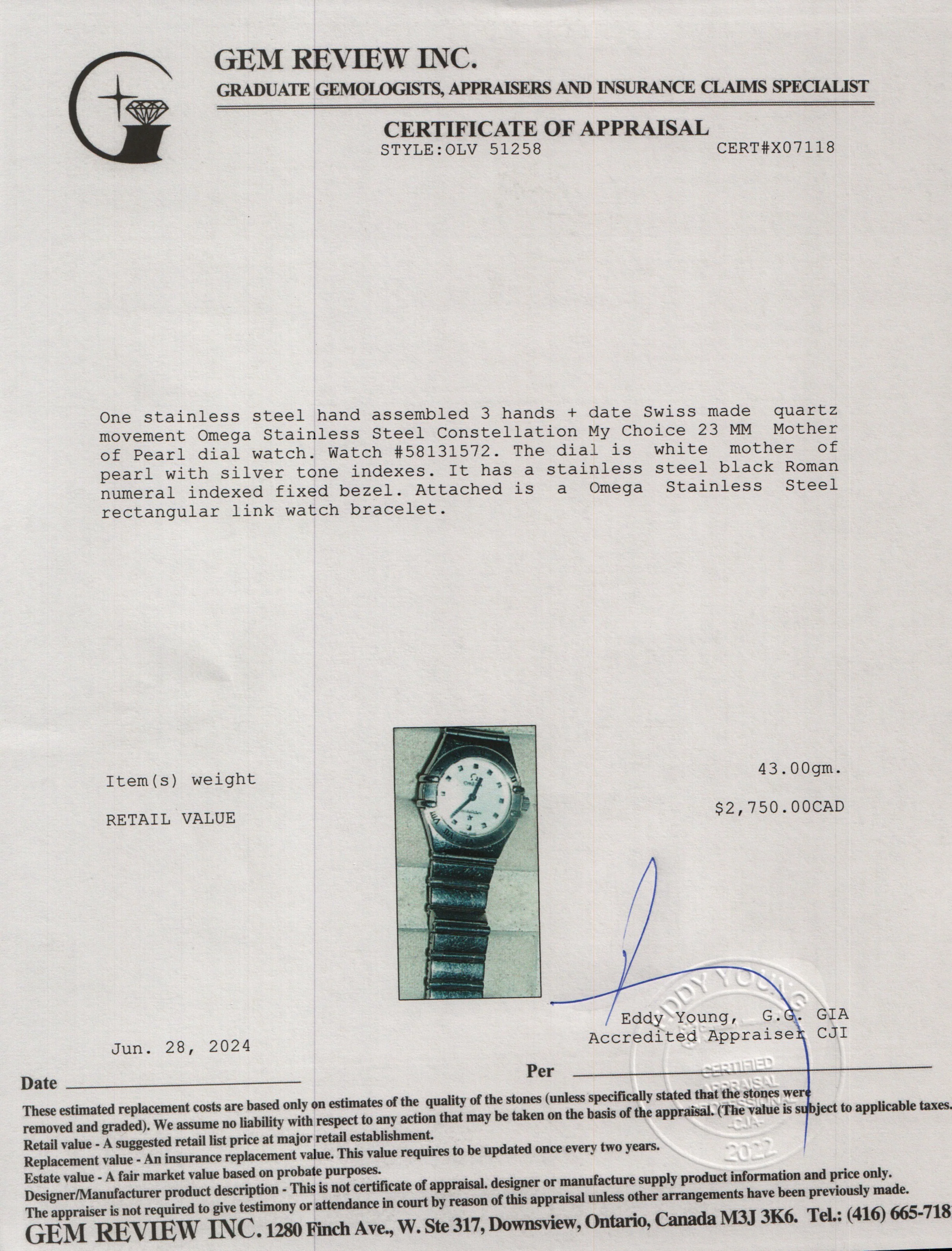 Omega Stainless Steel Constellation My Choice 23 MM Mother of Pearl Bezel Watch - Image 5