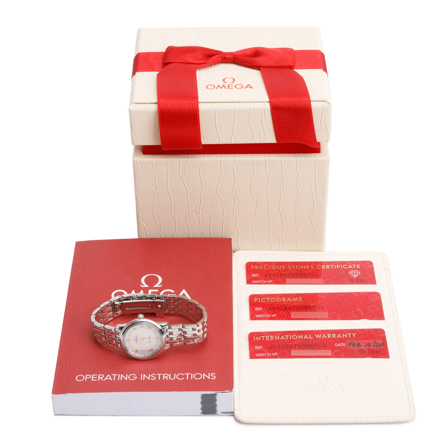 Omega Stainless Steel De Ville Prestige 27.4 MM Quartz Watch Mother of Pearl Diamond Dial w/ Box & Papers - Image 2