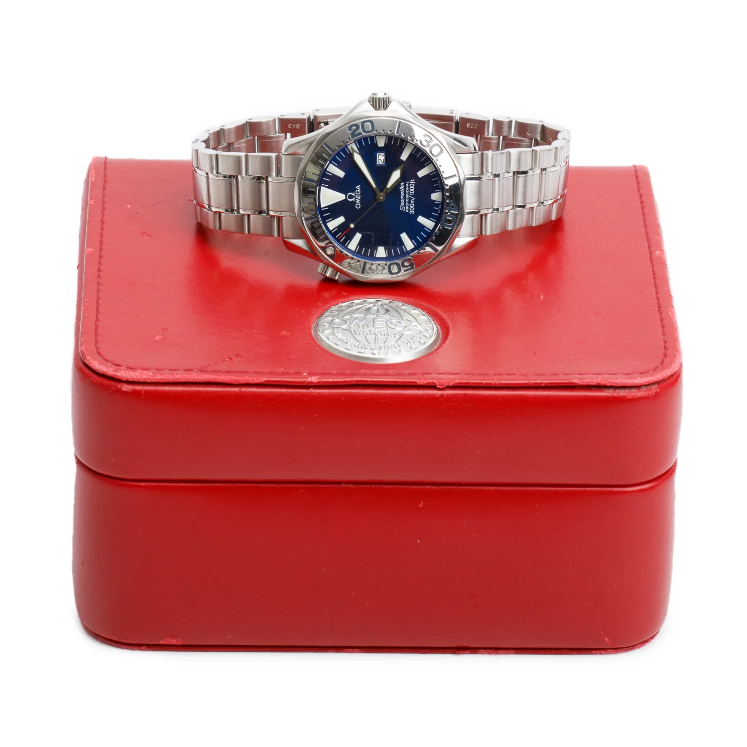 Omega Stainless Steel Seamaster 41 MM Quartz Watch Blue Dial w/ Box - Image 2
