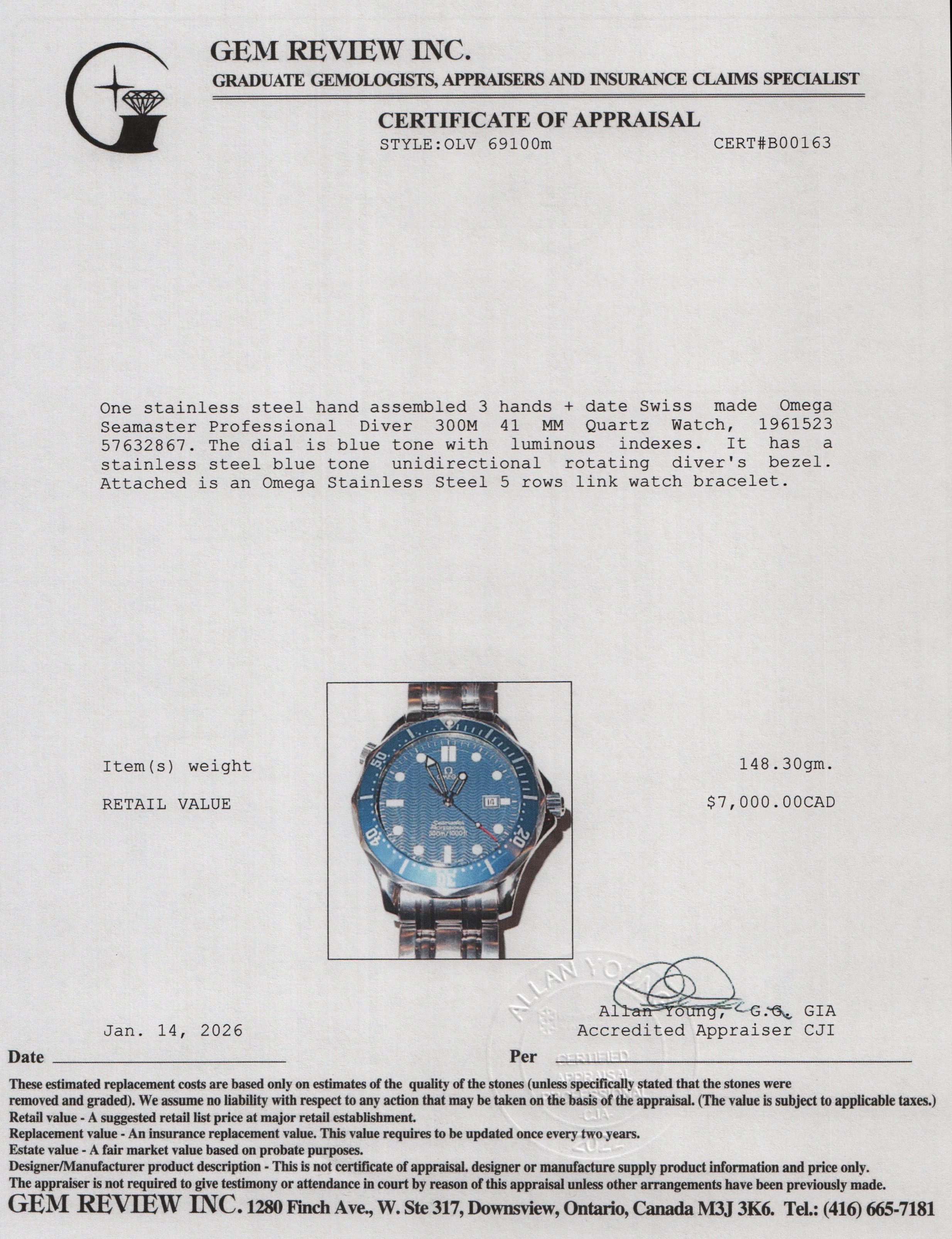 Omega Stainless Steel Seamaster Professional Diver 300M 41 MM Quartz Watch - Image 5