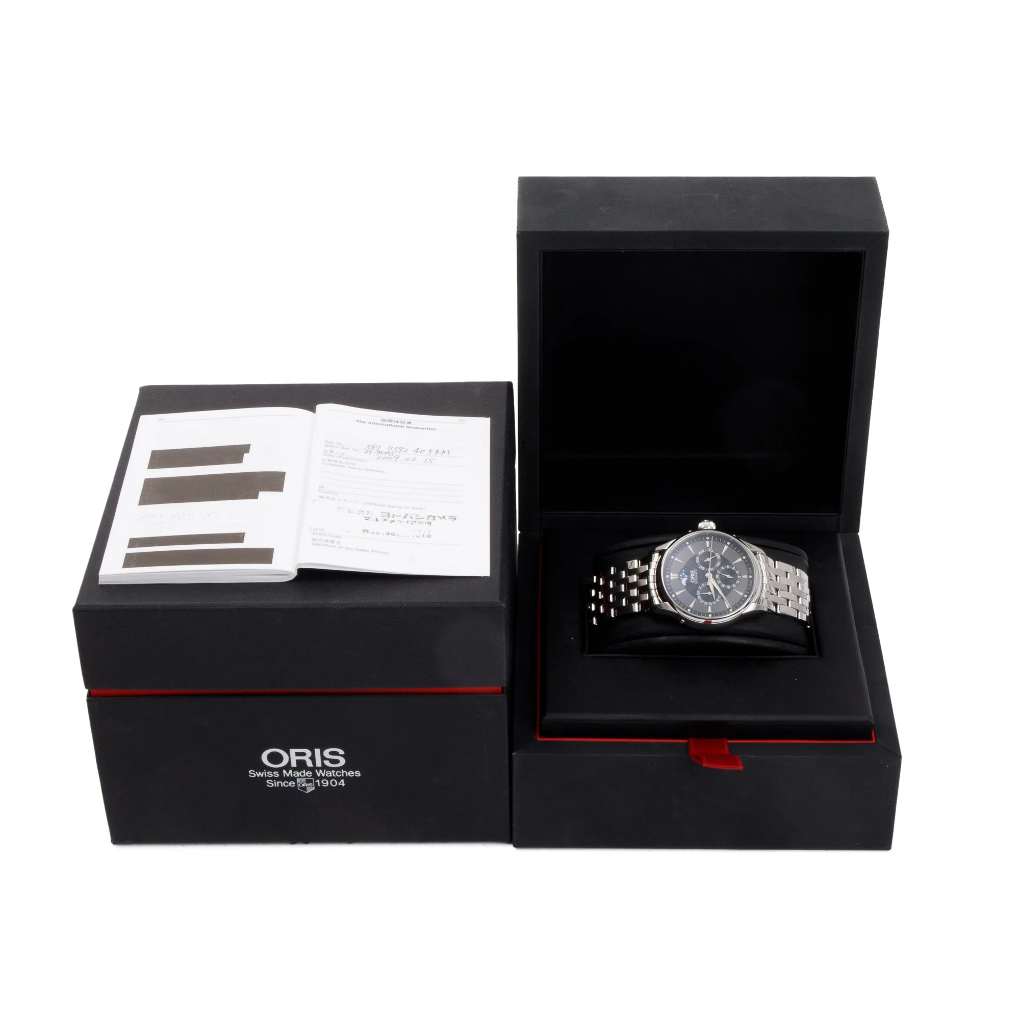 Oris Stainless Steel Artelier Complication 2007 GMT 40 MM Moonphase Automatic Watch w/ Box & Papers - Image 2