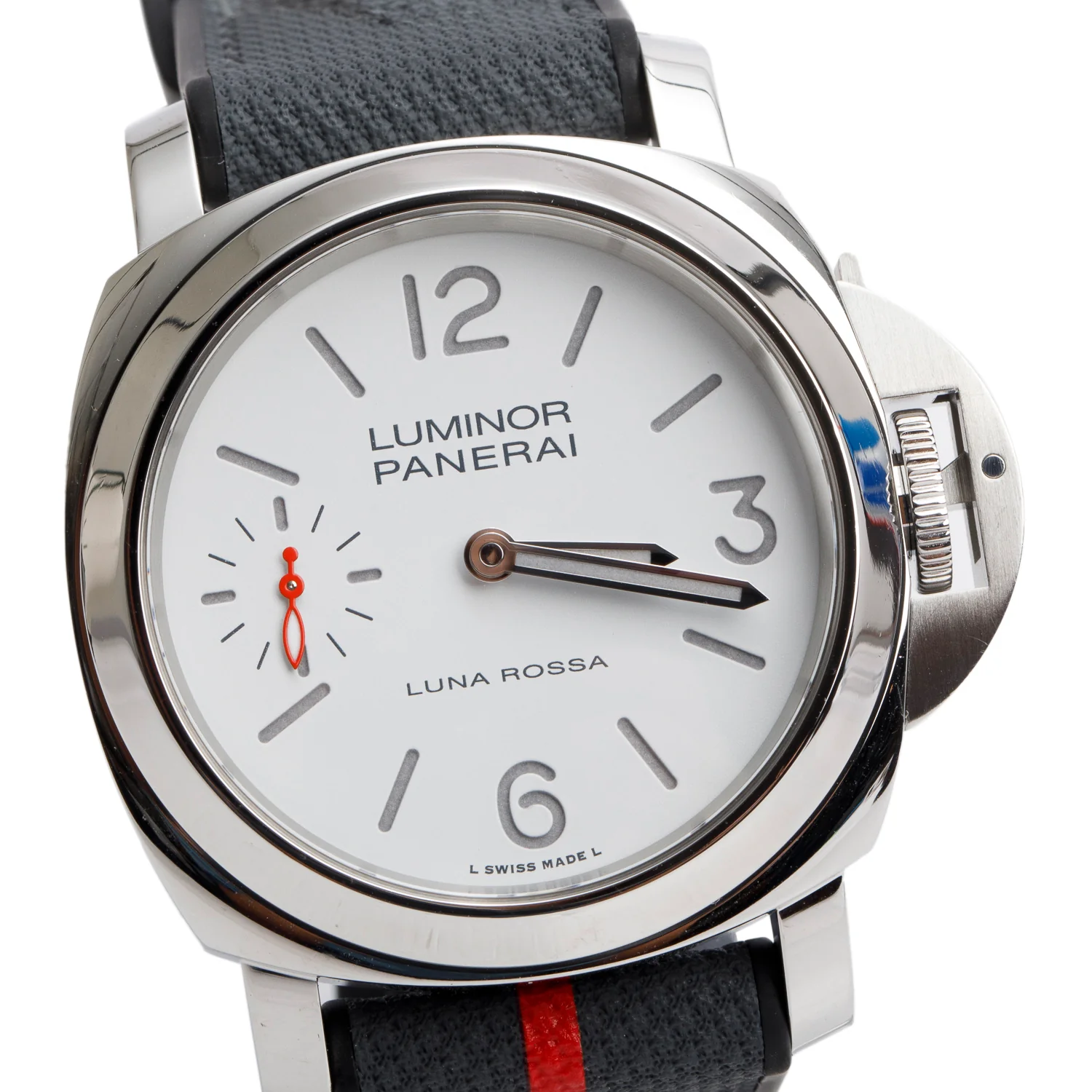 Panerai 2023 Limited Edition Stainless Steel Luminor Luna Rossa 44 MM Manual Watch White Dial PAM01342 w/ Box, Receipt & Extra Strap - Image 3