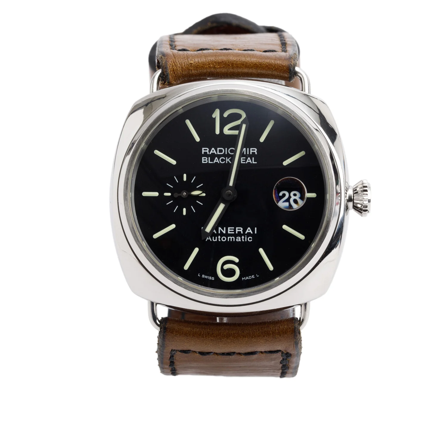 Panerai Stainless Steel Radiomir Black Seal 45 MM Automatic Watch Black Dial PAM00287 w/ Box & Papers