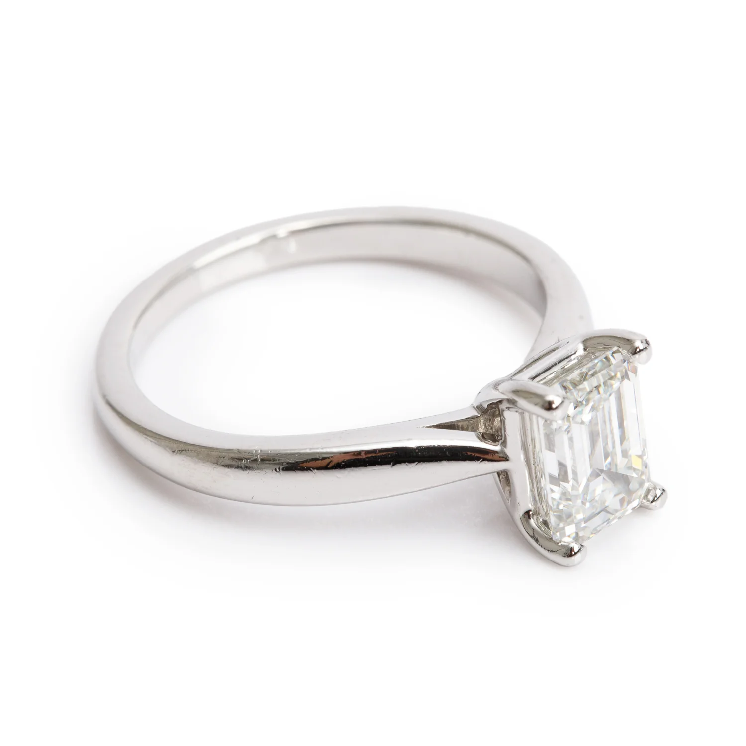Platinum 1.53 ct. Emerald Cut Solitaire Diamond Engagement Ring, Size 6.5 w/ GIA Certificate - Image 2