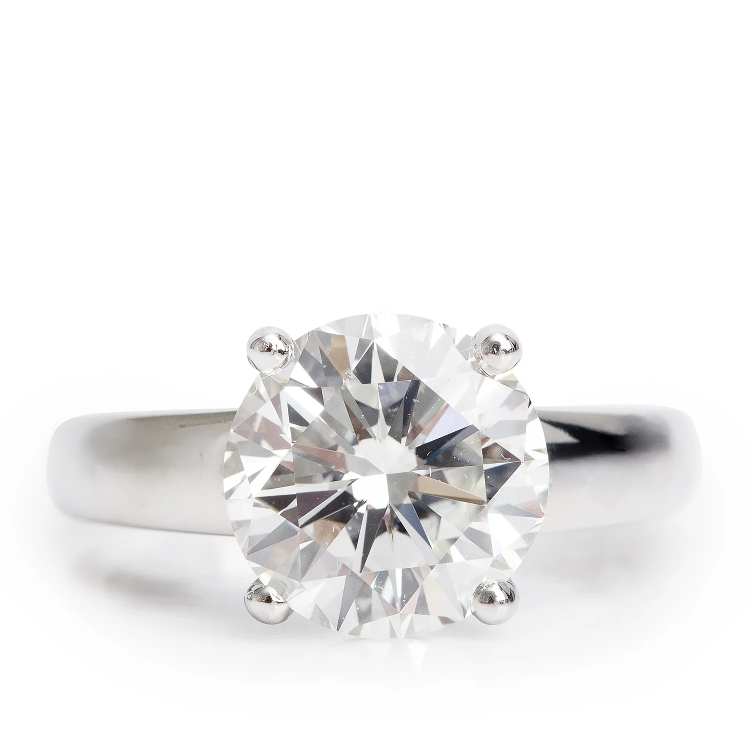 Platinum 4.01 ct. Round Cut Solitaire Diamond Engagement Ring, Size 6.25