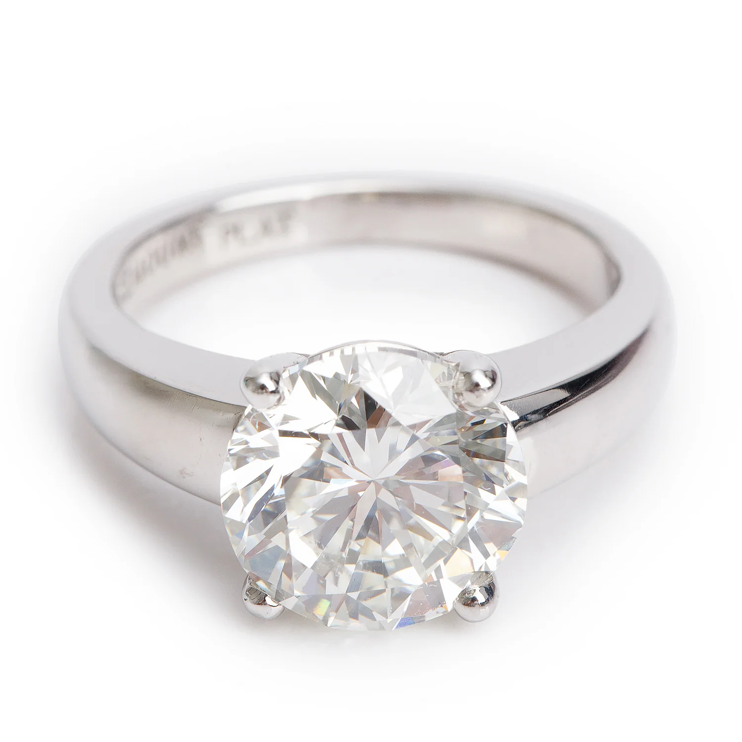 Platinum 4.01 ct. Round Cut Solitaire Diamond Engagement Ring, Size 6.25 - Image 2