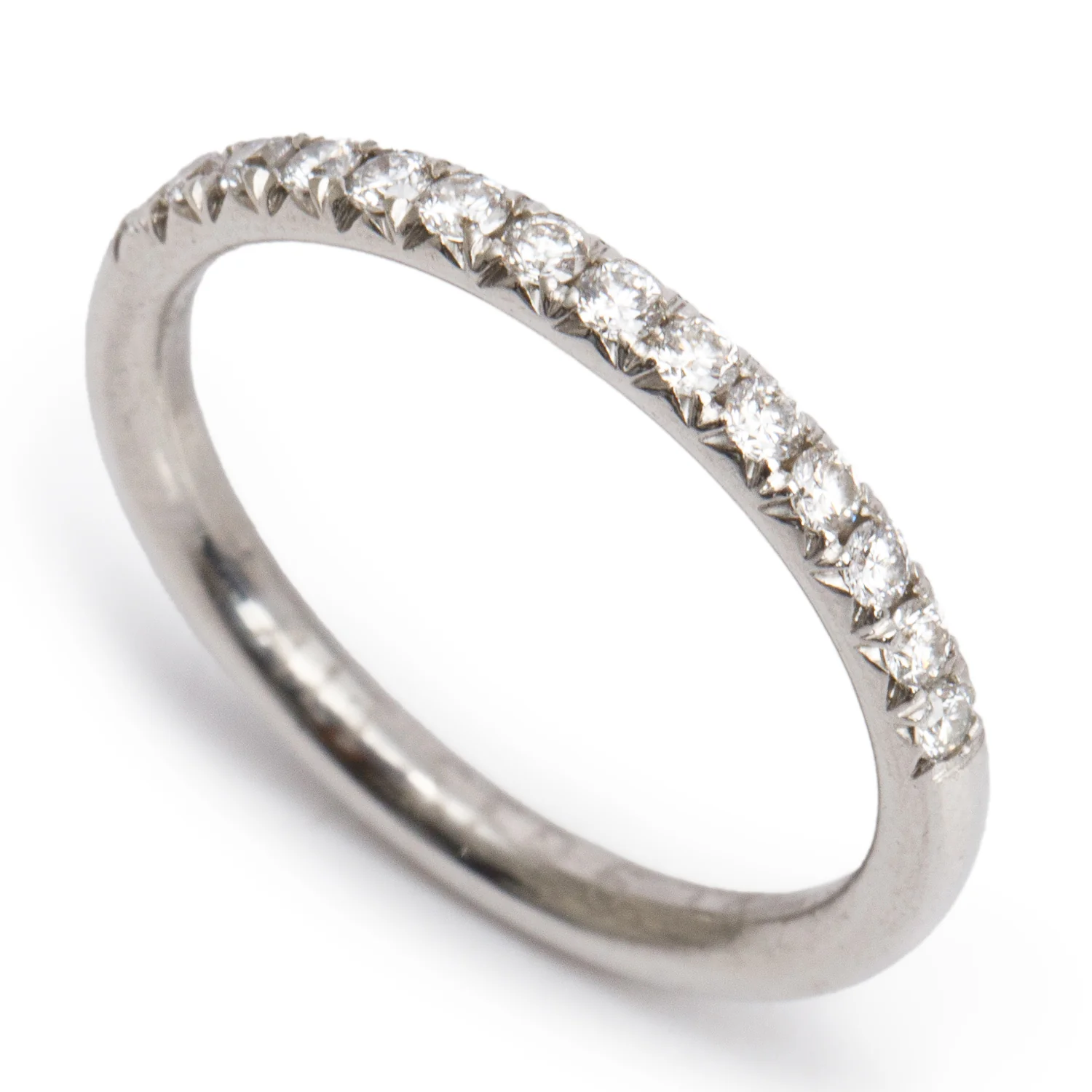 Platinum Diamond Half Eternity Wedding Band Ring, Size 6 - Image 3
