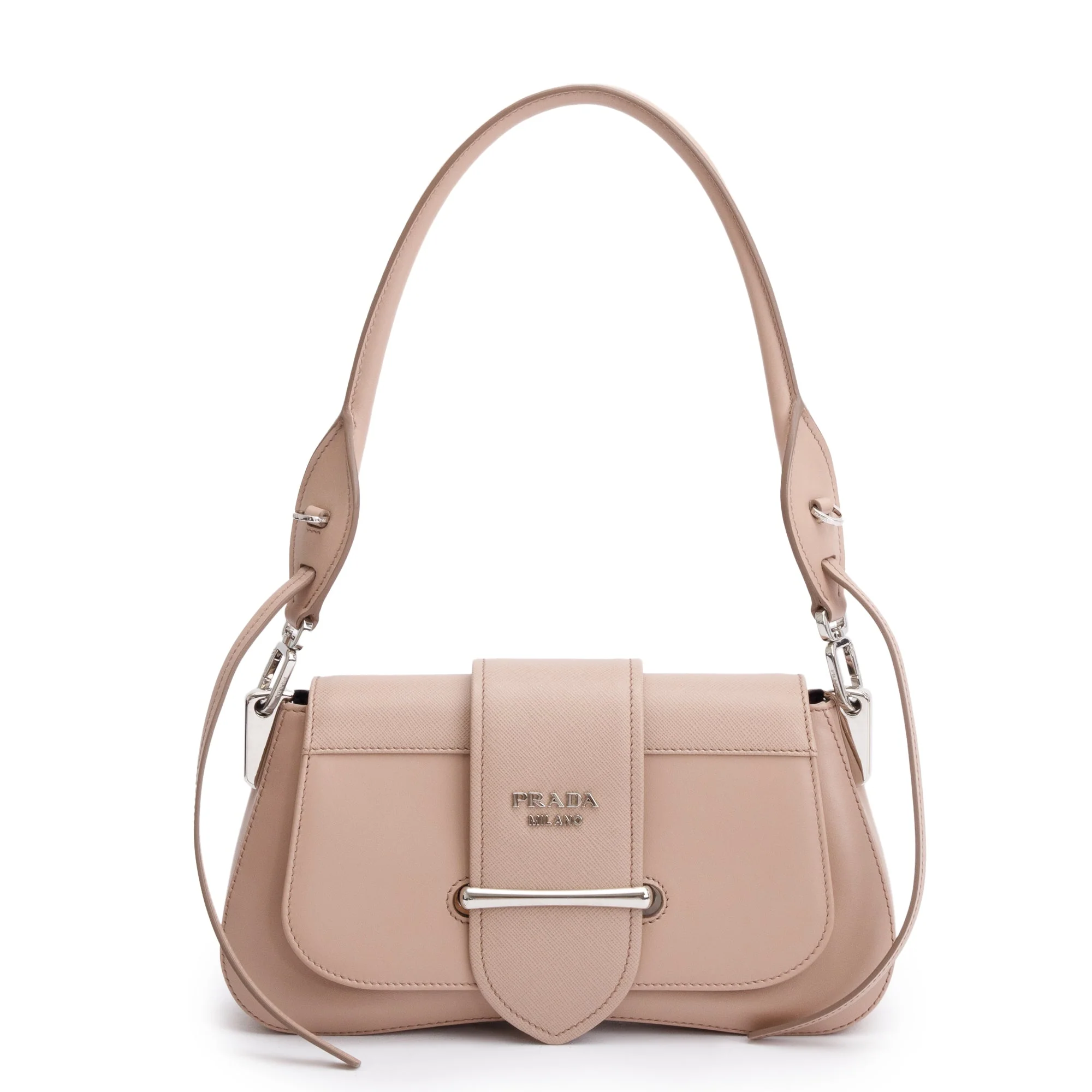 Prada 2020 Beige City Calf Saffiano Sidonie Shoulder Bag w/ Strap - Image 2