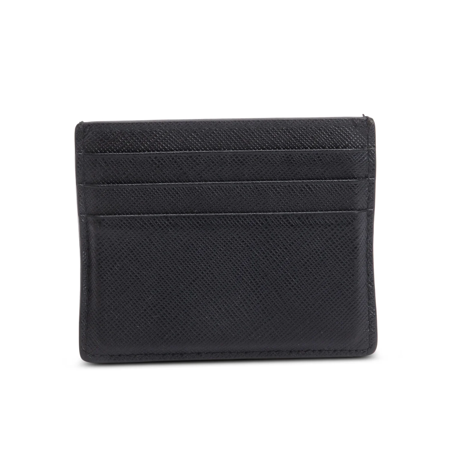 Prada 2020 Black Saffiano Leather Triangle Card Case w/ Box & Authenticity Card - Image 4