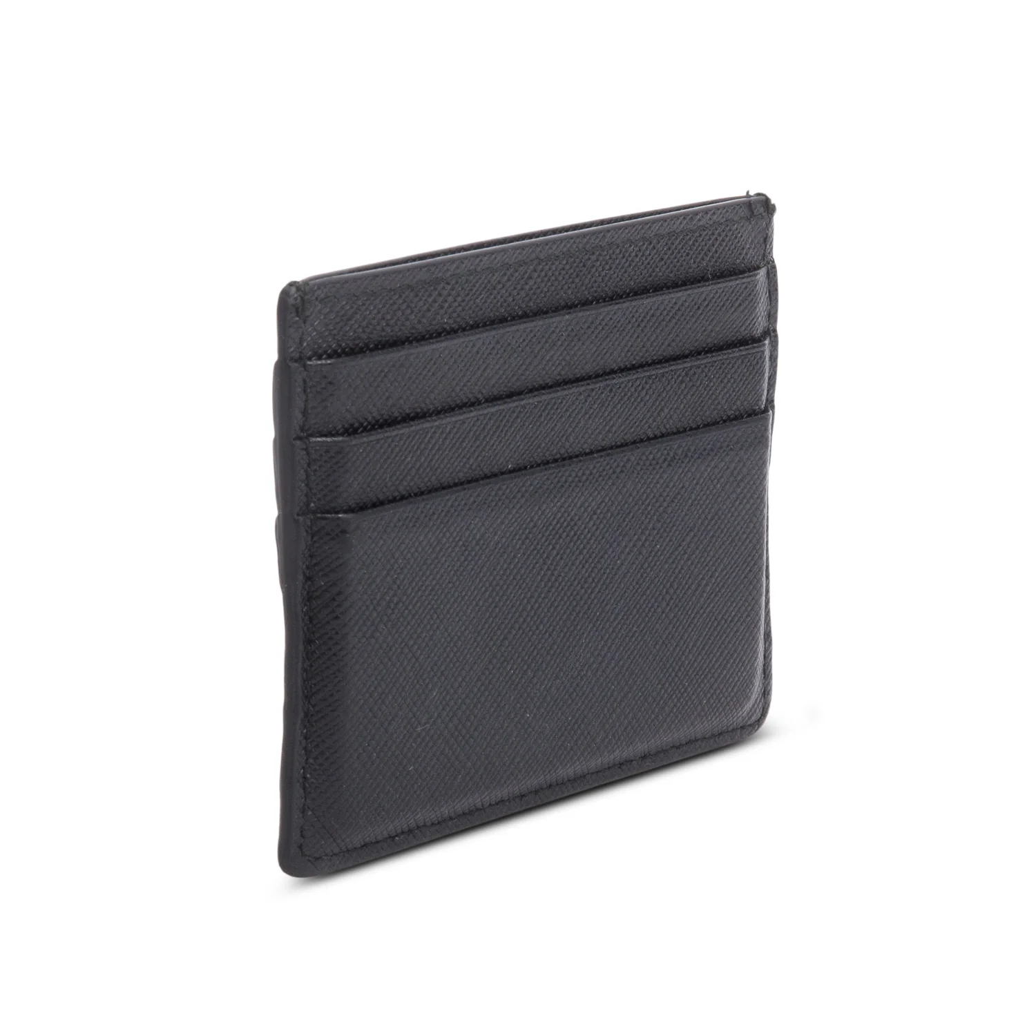 Prada 2020 Black Saffiano Leather Triangle Card Case w/ Box & Authenticity Card - Image 5