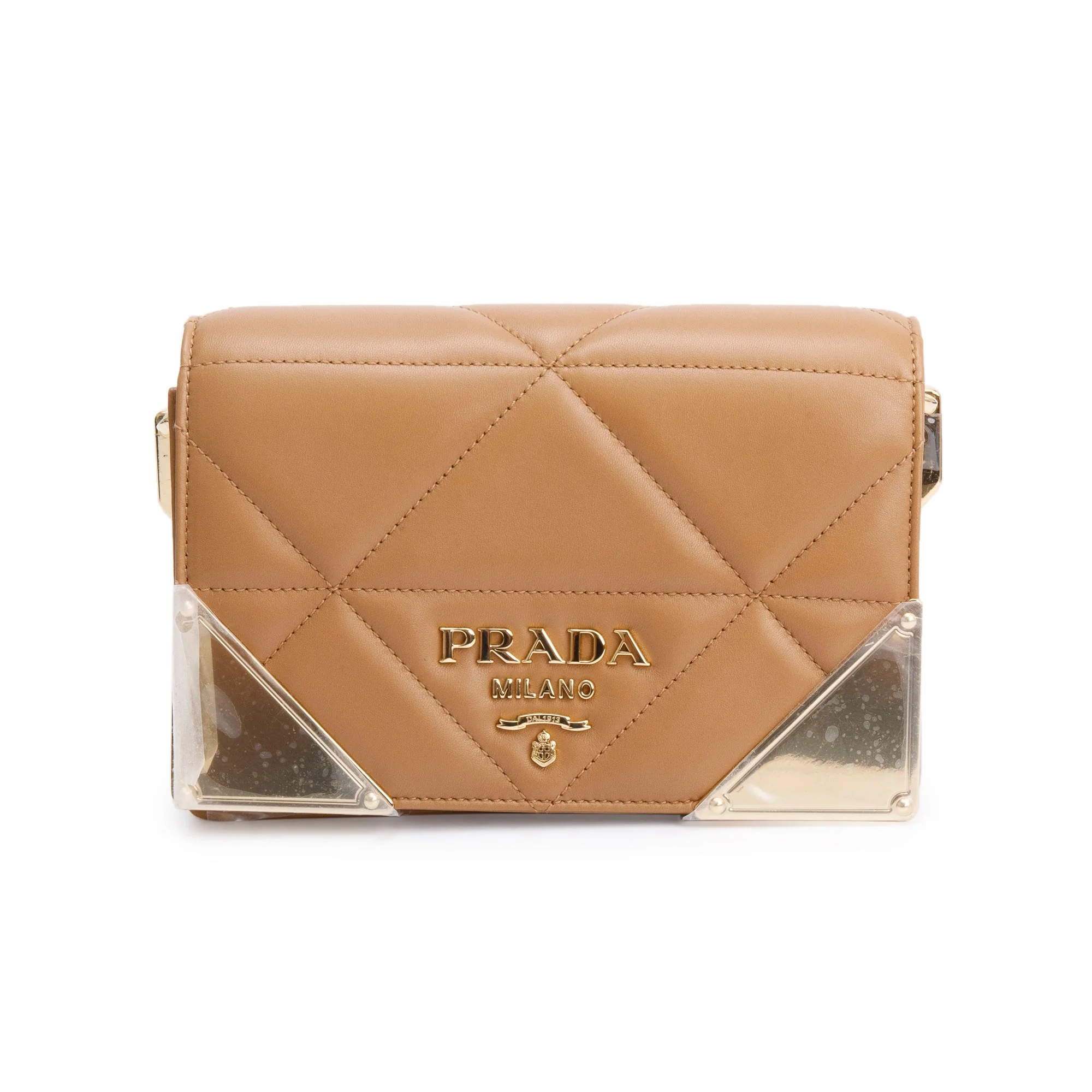 Prada 2024 Beige Quilted Nappa Leather Shoulder Bag w/ Strap, Receipt & Authenticity Card - Image 2