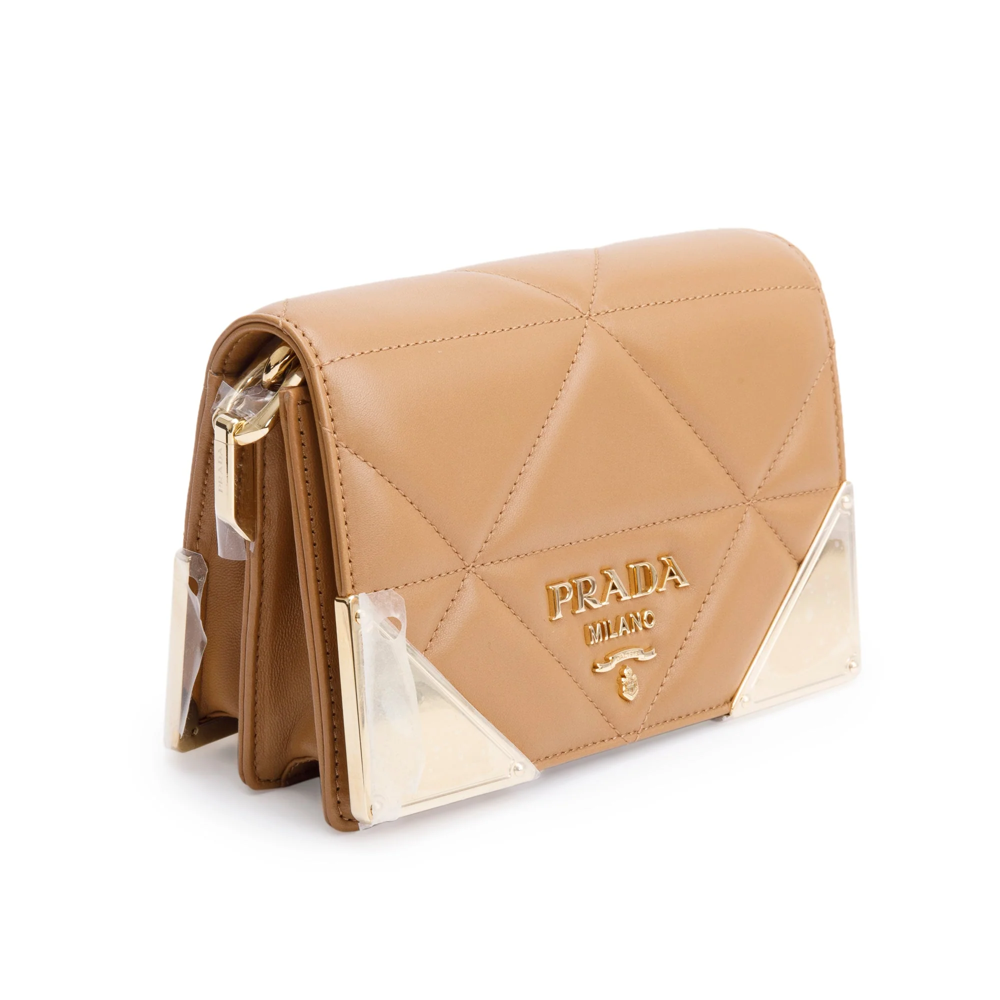 Prada 2024 Beige Quilted Nappa Leather Shoulder Bag w/ Strap, Receipt & Authenticity Card - Image 3