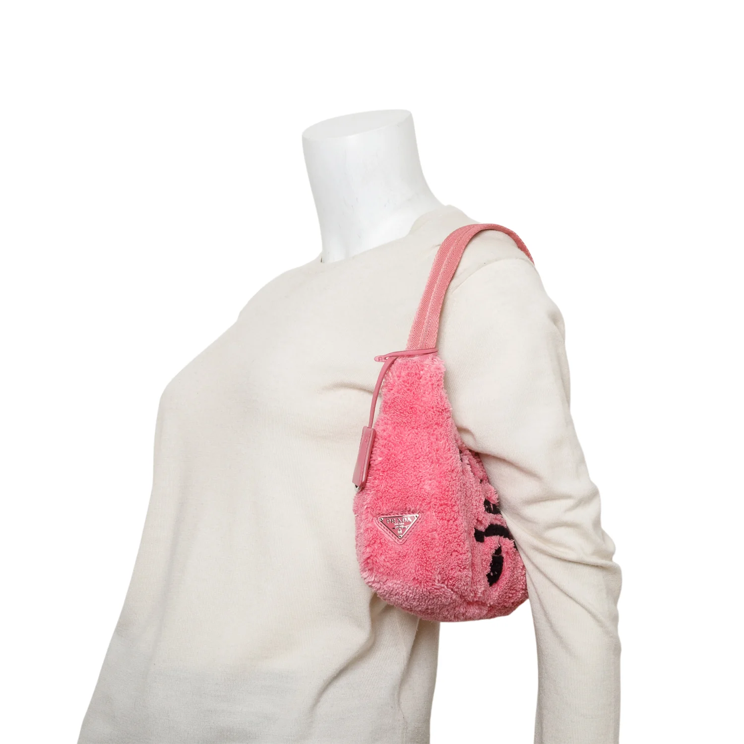 Prada 2024 Pink Terry Cloth Mini Re-Edition 2000 Bag w/ Box & Authenticity Card - Image 2