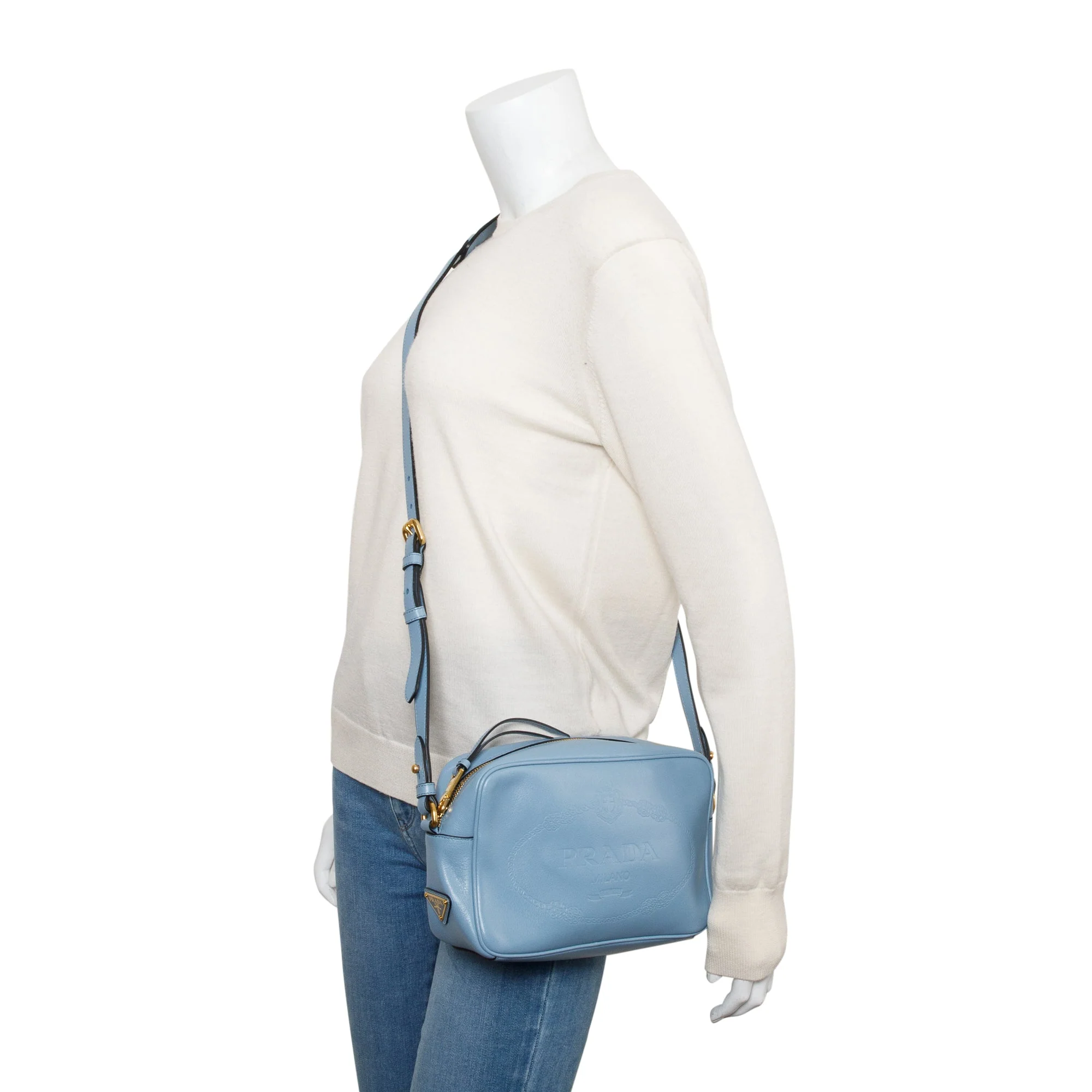 Prada Astrale Glace Calf Leather Logo Camera Crossbody Bag w/ Authenticity Card - Image 2