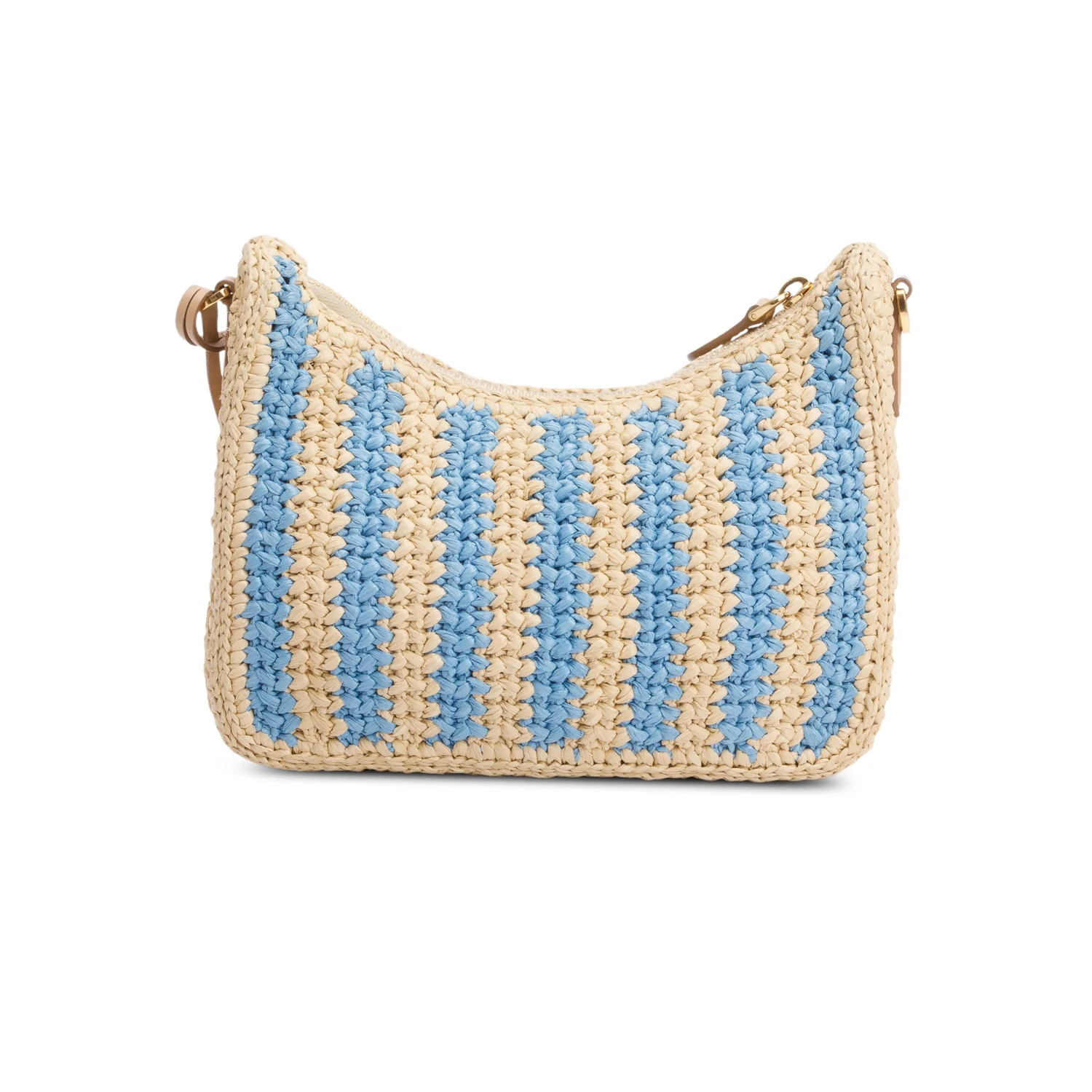 Prada Beige/Blue Raffia Re-Edition 2005 Shoulder Bag - Image 4