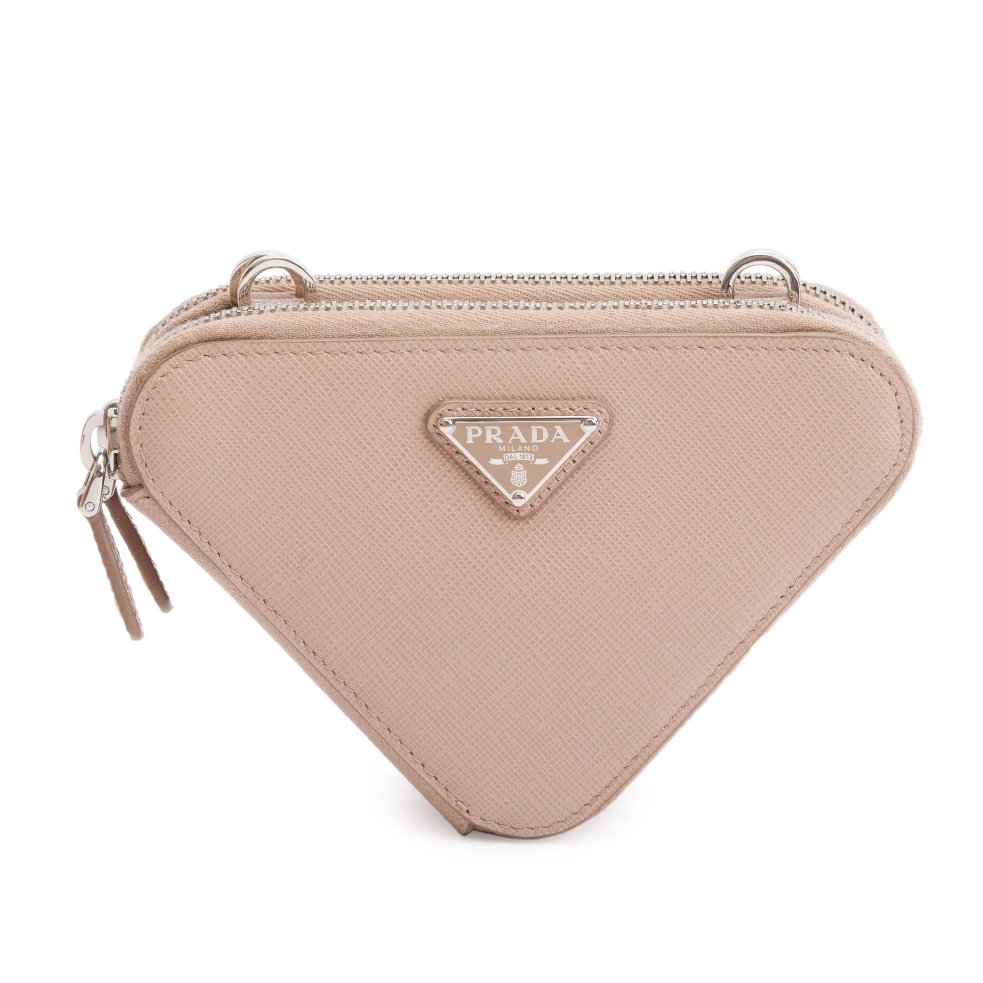 Prada Beige Saffiano Leather Mini Triangle Crossbody Bag w/ Box & Authenticity Card - Image 2