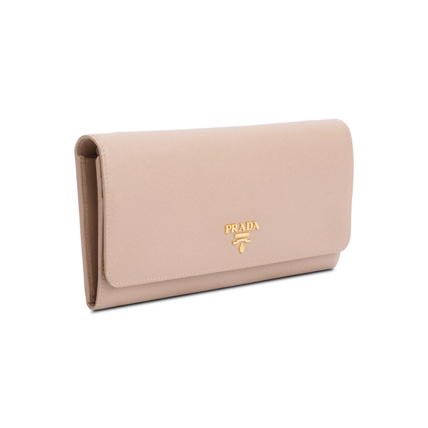 Prada Beige Saffiano Metal Continental Wallet on Chain w/ Box, Receipt & Authenticity Card - Image 5